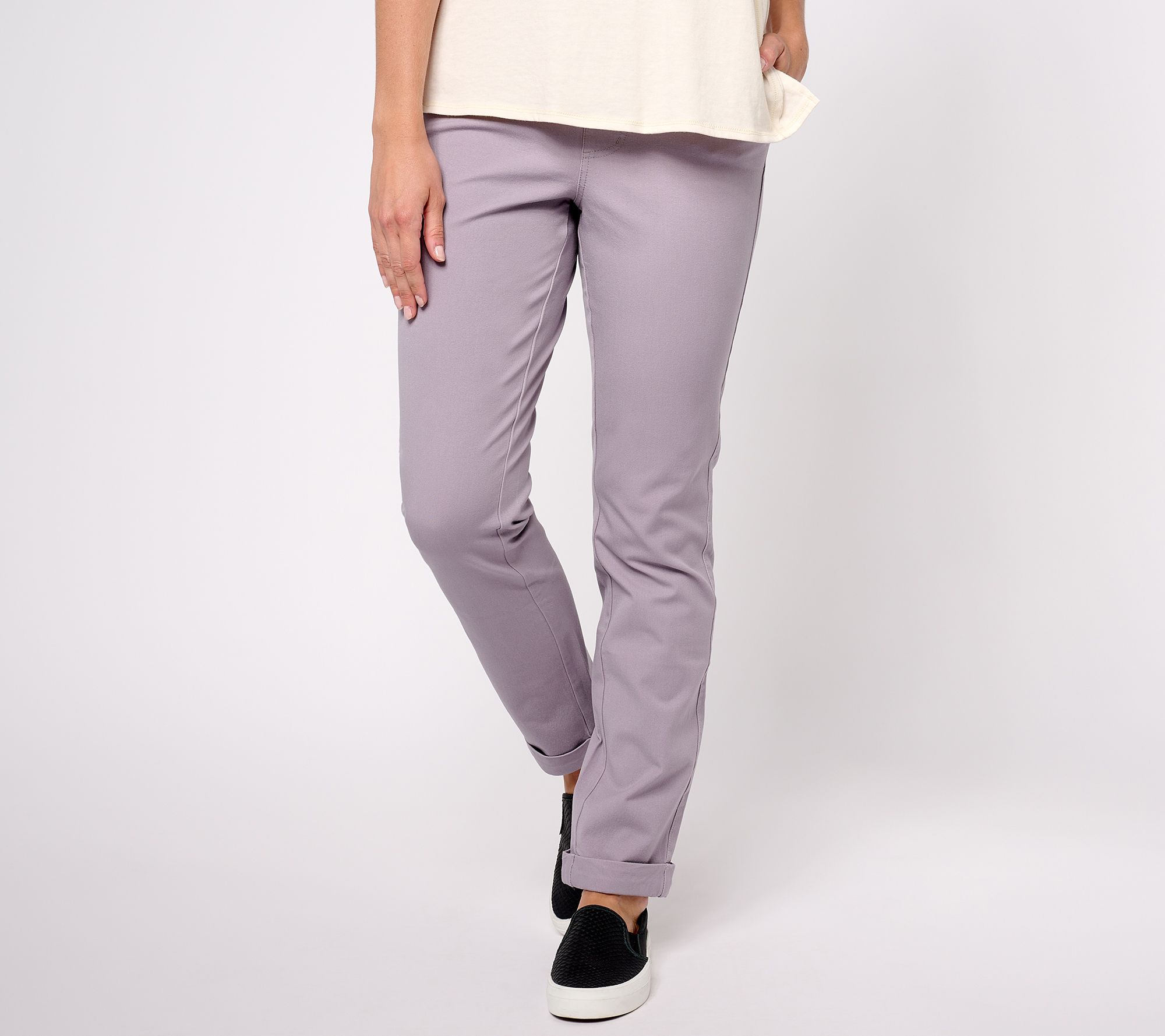 AnyBody Petite Pull-On All-Stretch Twill Pant w/ Pockets