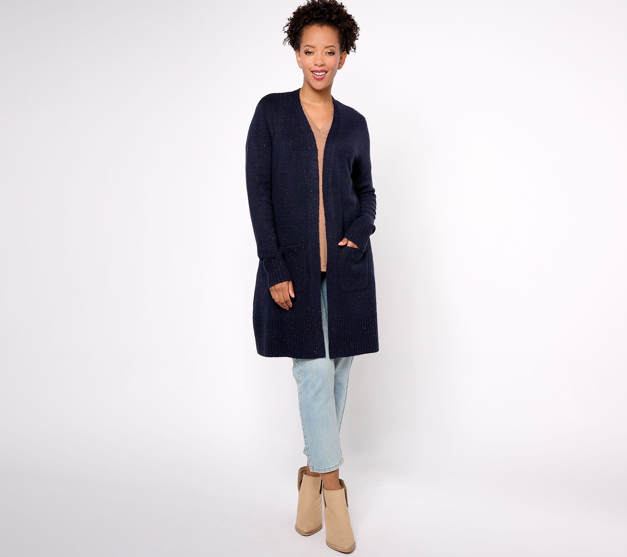 Denim & Co. Open Front Cardigan with Patch Pockets