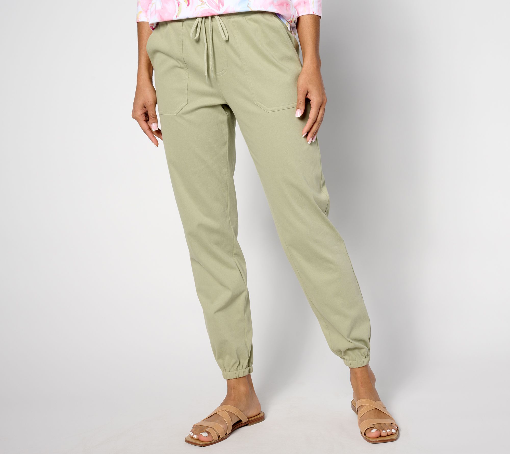 Denim & Co. Petite Comfy Knit Air Straight Leg Cargo Jogger