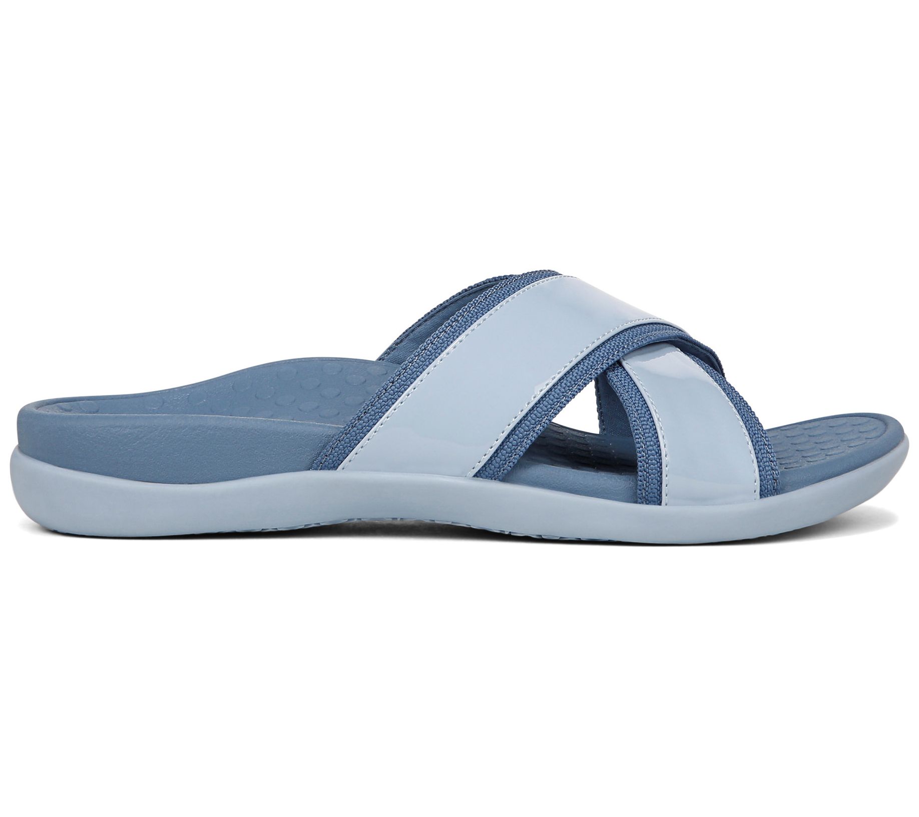Vionic Patent Cross-Band Slide Sandals Merced
