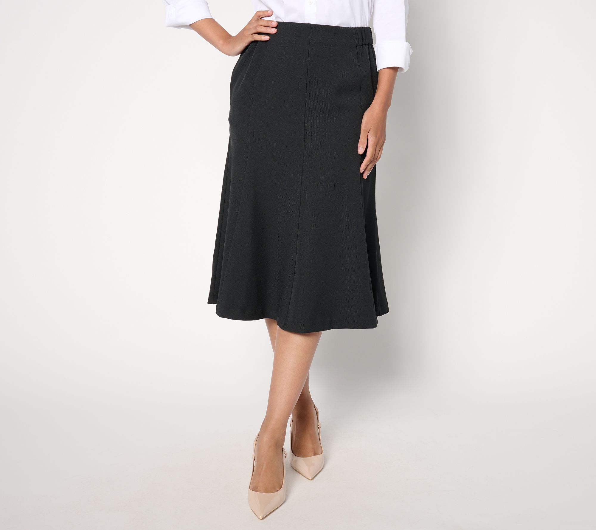 Isaac Mizrahi Live! Petite Timeless Twill Below the Knee Skirt