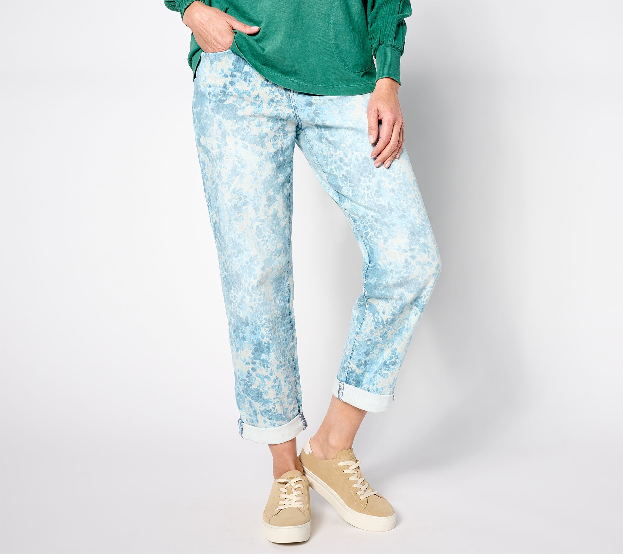 "As Is" LOGO by Lori Goldstein Petite Printed Boyfriend Jeans
