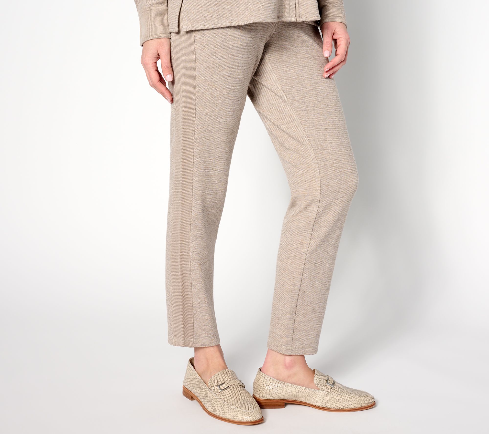 "As Is" Isaac Mizrahi Live! Regular Soho Slim Knit Pants w/ Rib Panel