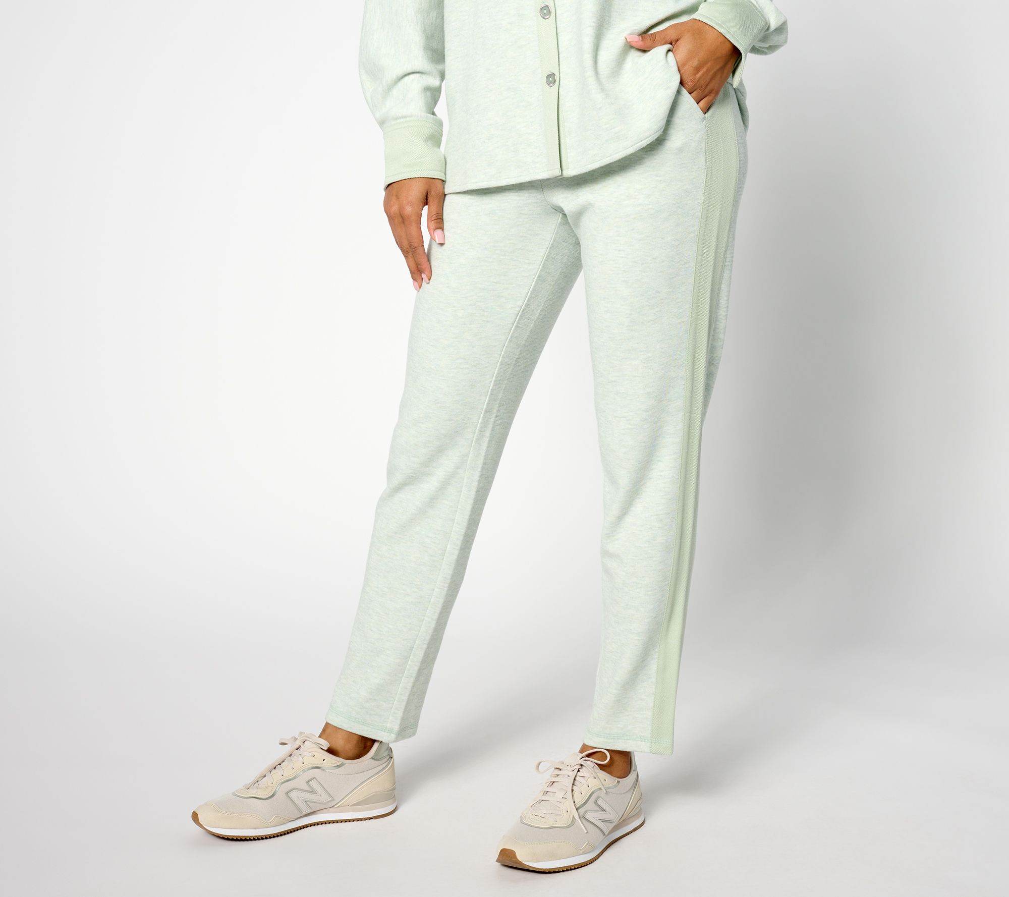 "As Is" Isaac Mizrahi Live! Regular Soho Slim Knit Pants w/ Rib Panel