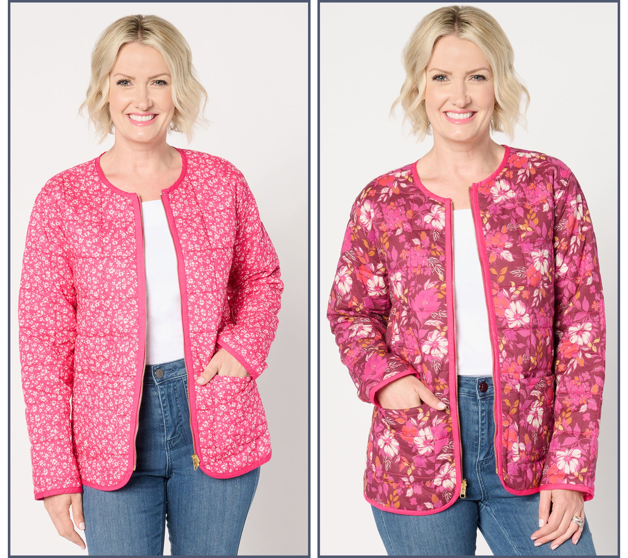 Susan Graver PURE Quilted Long-Sleeve Reversible Zip Front Jacket