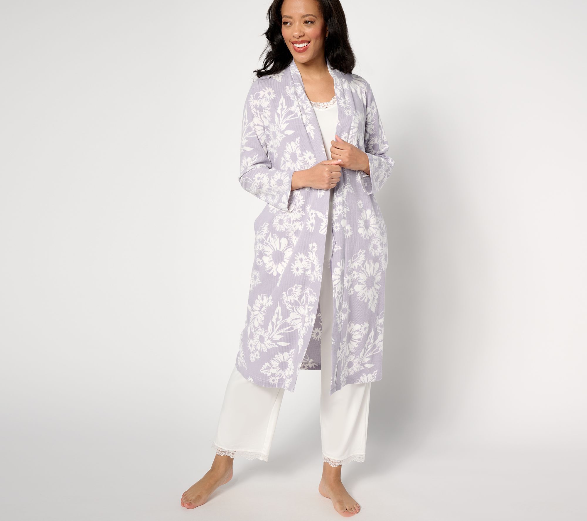 "As Is" Berkshire Homewear Flower for Mom Waffle Knit Kimono