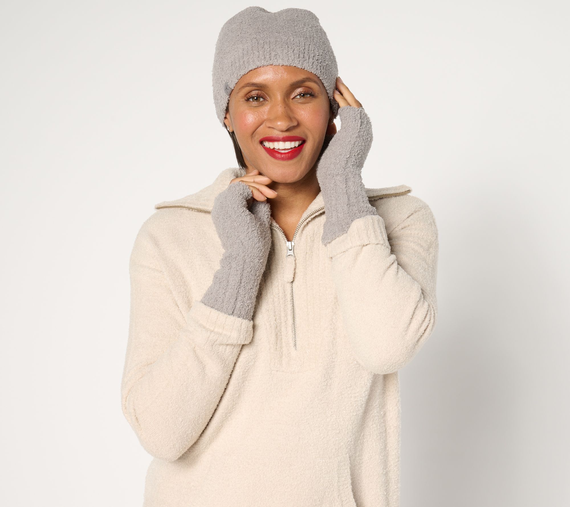 Barefoot Dreams CozyChic Beanie and Fingerless Gloves Set
