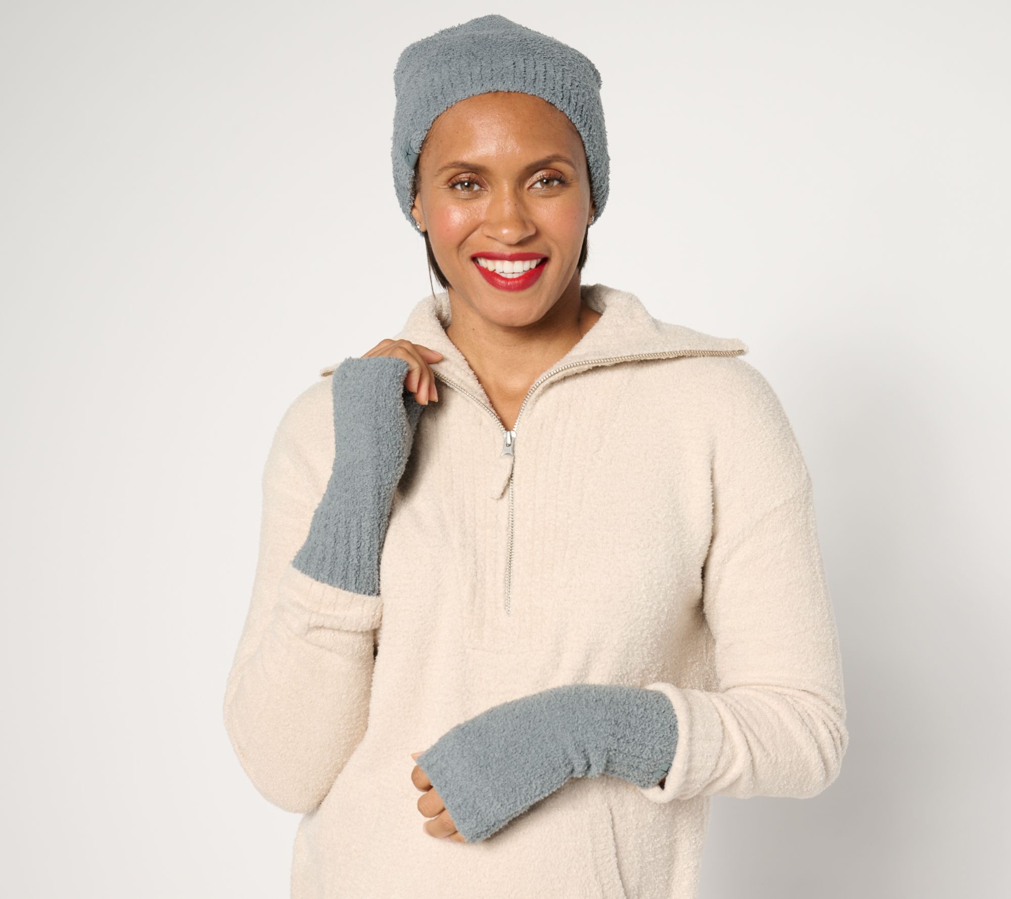 Barefoot Dreams CozyChic Beanie and Fingerless Gloves Set