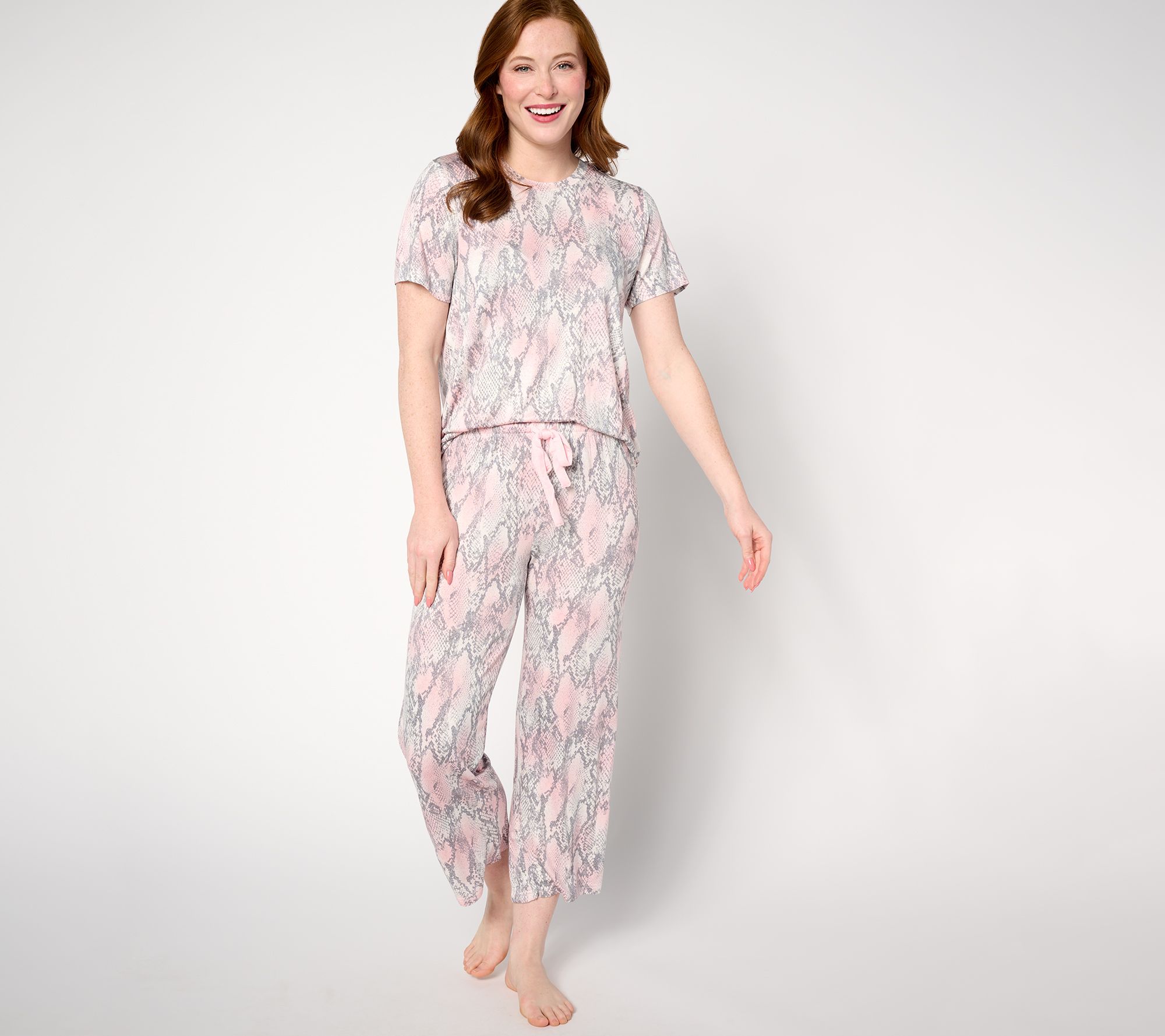 "As Is" P.J. Salvage x Cozy Zoe Jersey Printed Cropped Pajama Set