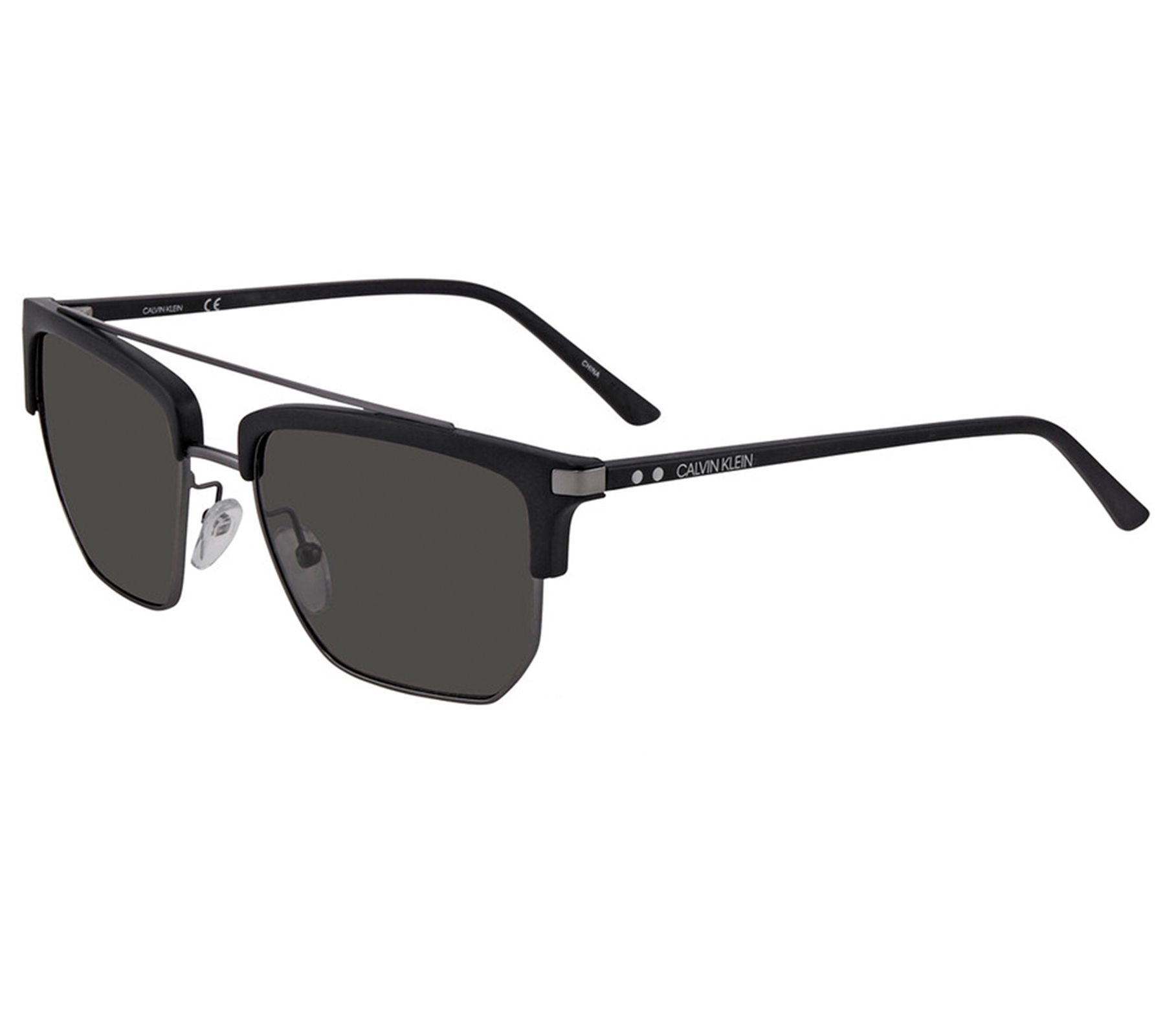 Calvin Klein Men's Matte Black Geometric Brow-Line Sunglasses - QVC.com