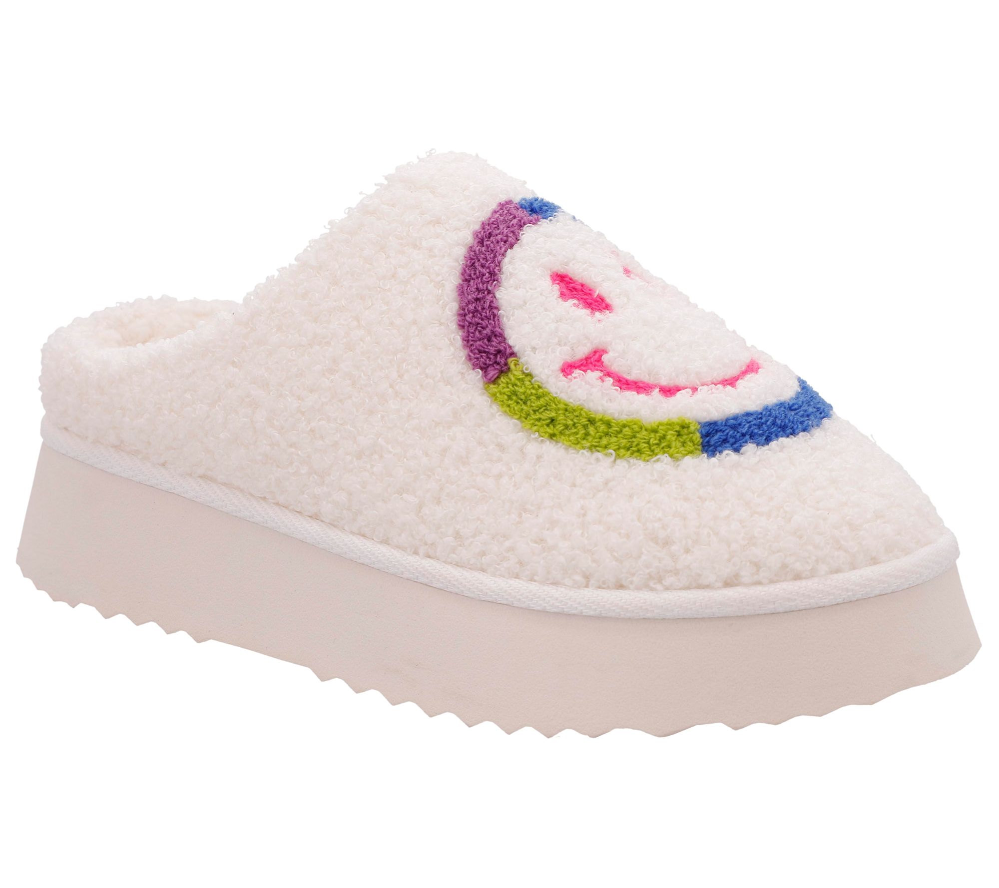 MIA Shoes Shearling Platform Clog Slippers - Icicle