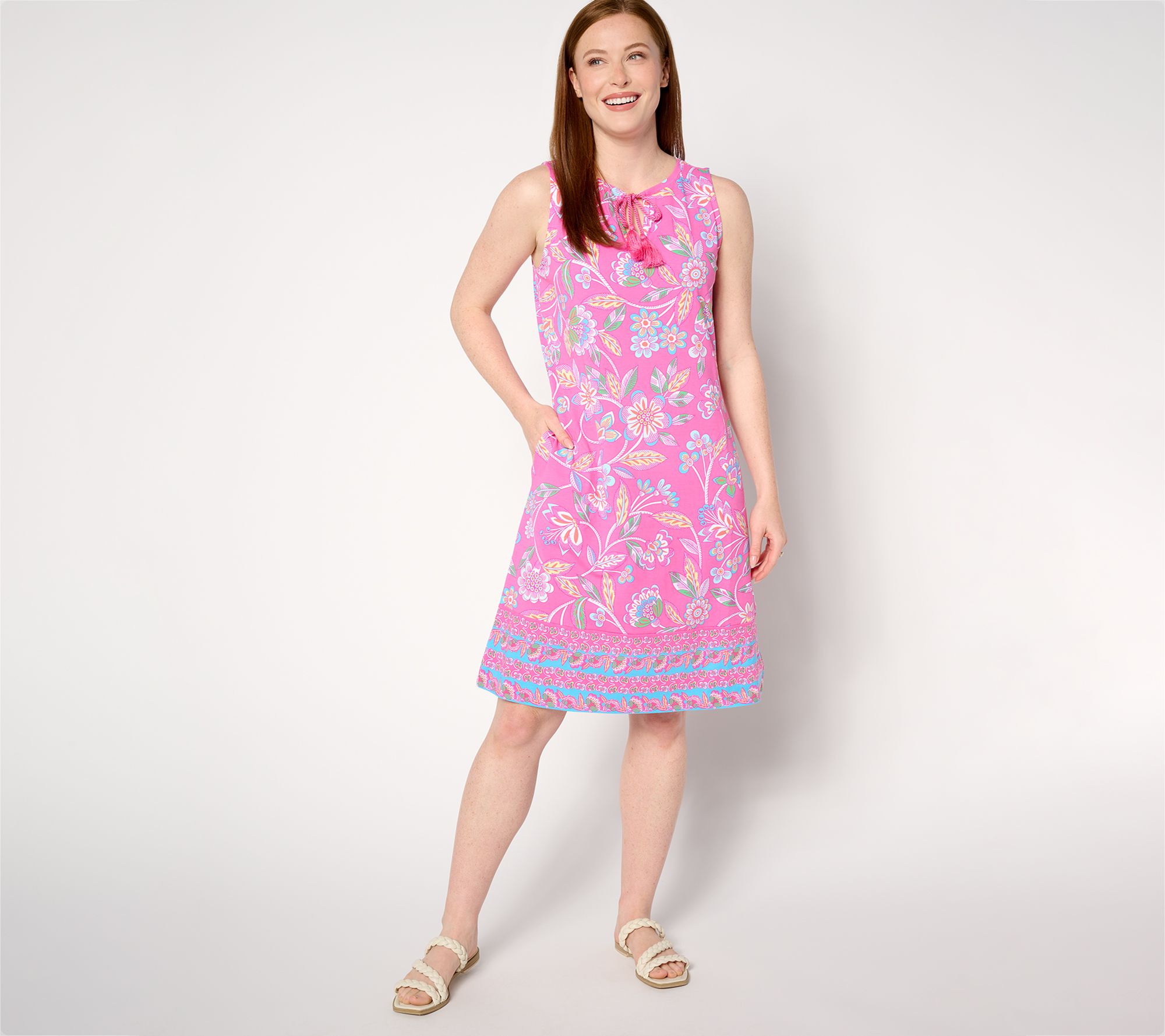 "As Is" Belle by Kim Gravel TripleLuxe Knit Summer Garden Printed Dress