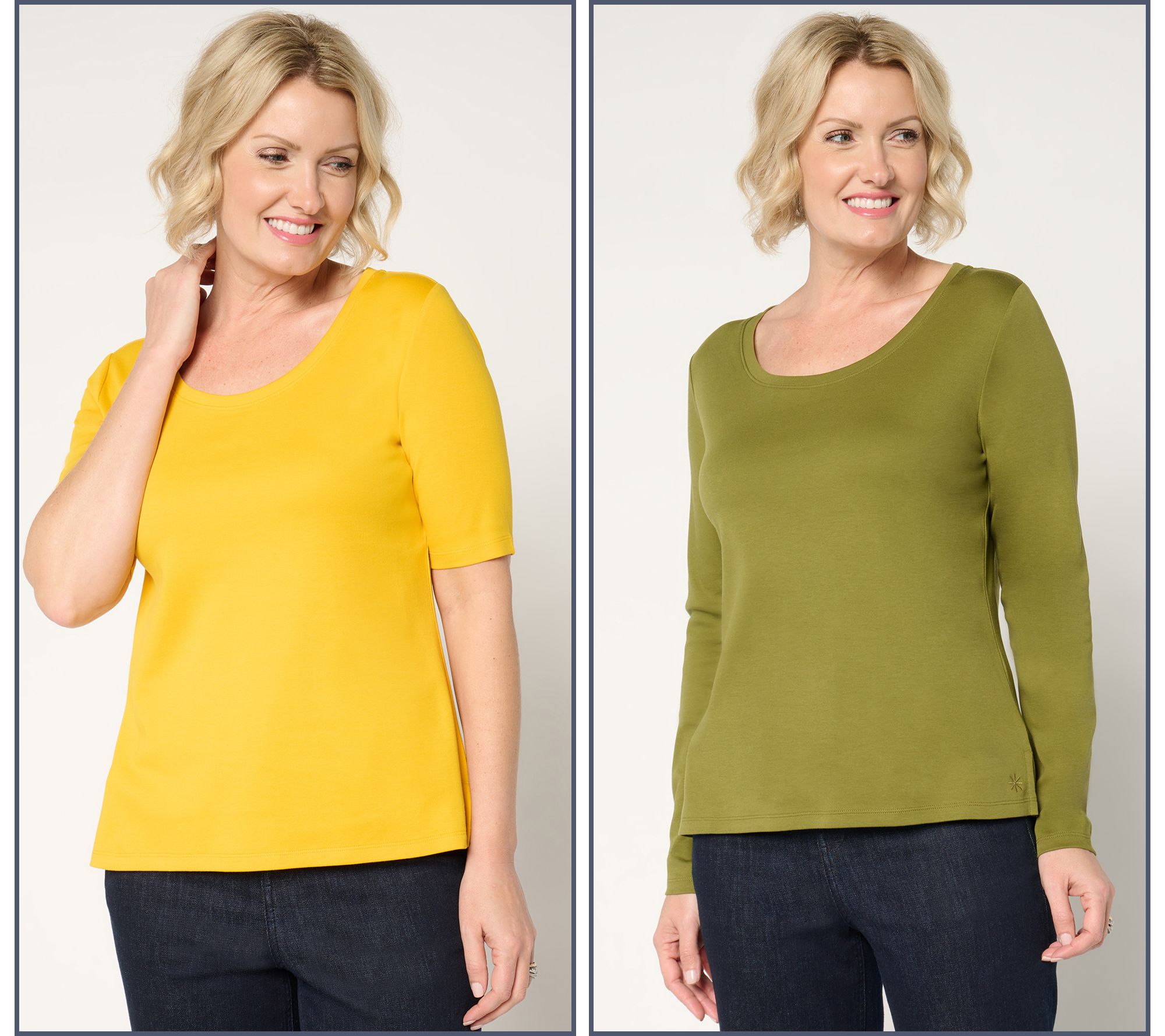 Isaac Mizrahi Live! Essentials Set of 2 Pima Cotton Tops