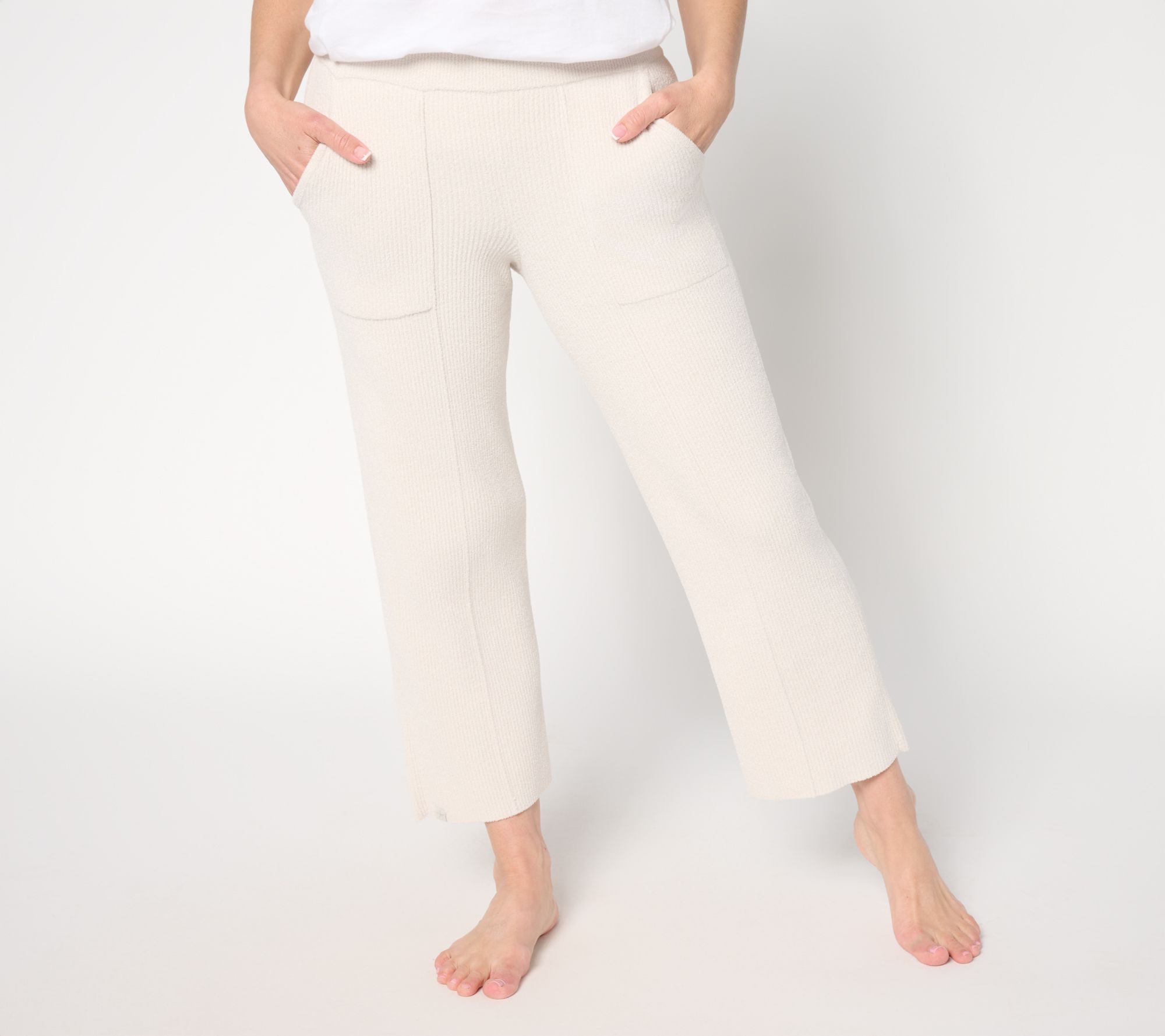 Barefoot Dreams Reg. CozyChic Ultra Lite Ribbed Pintuck Crop Pant