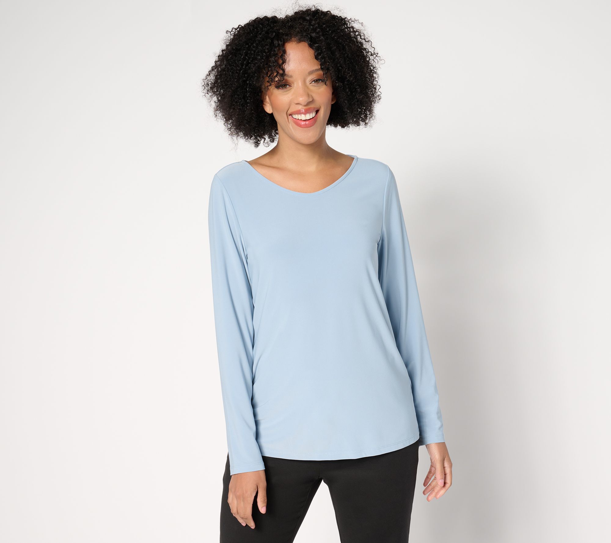 "As Is" Dennis Basso Italia Knit Top with Voop Neckline