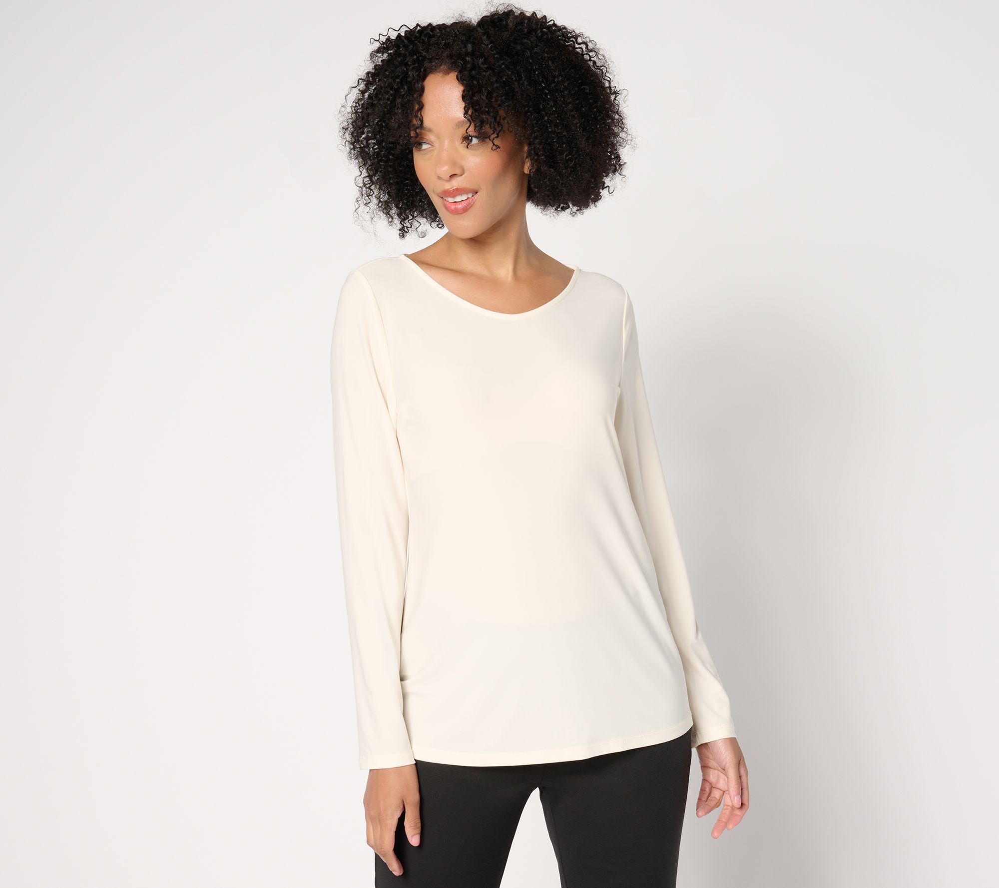 "As Is" Dennis Basso Italia Knit Top with Voop Neckline