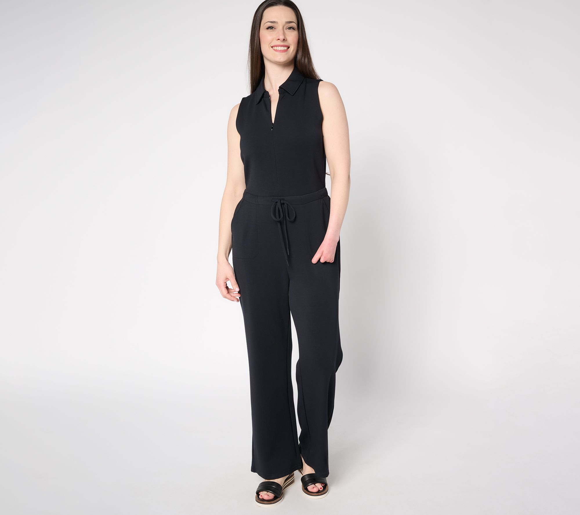 Belle by Kim Gravel Petite ScubaLuxe Zip Front Jumpsuit