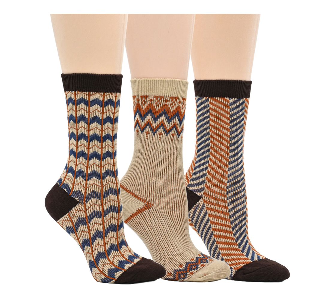 Envy Legwear Set of 3 Cotton Blend Fashion CrewSocks