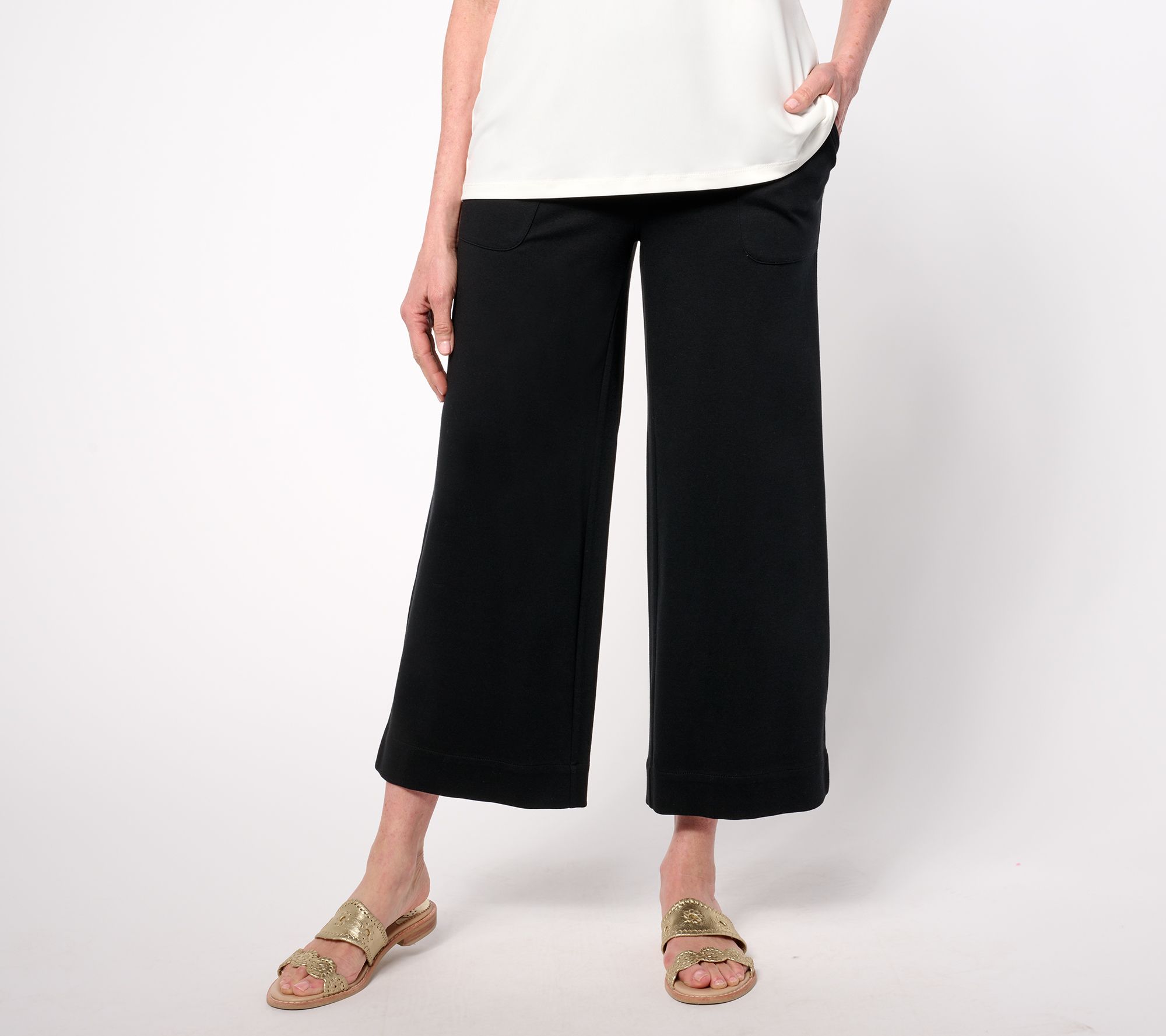 Isaac Mizrahi Live! Petite Essentials Pima Cotton Culotte Pants