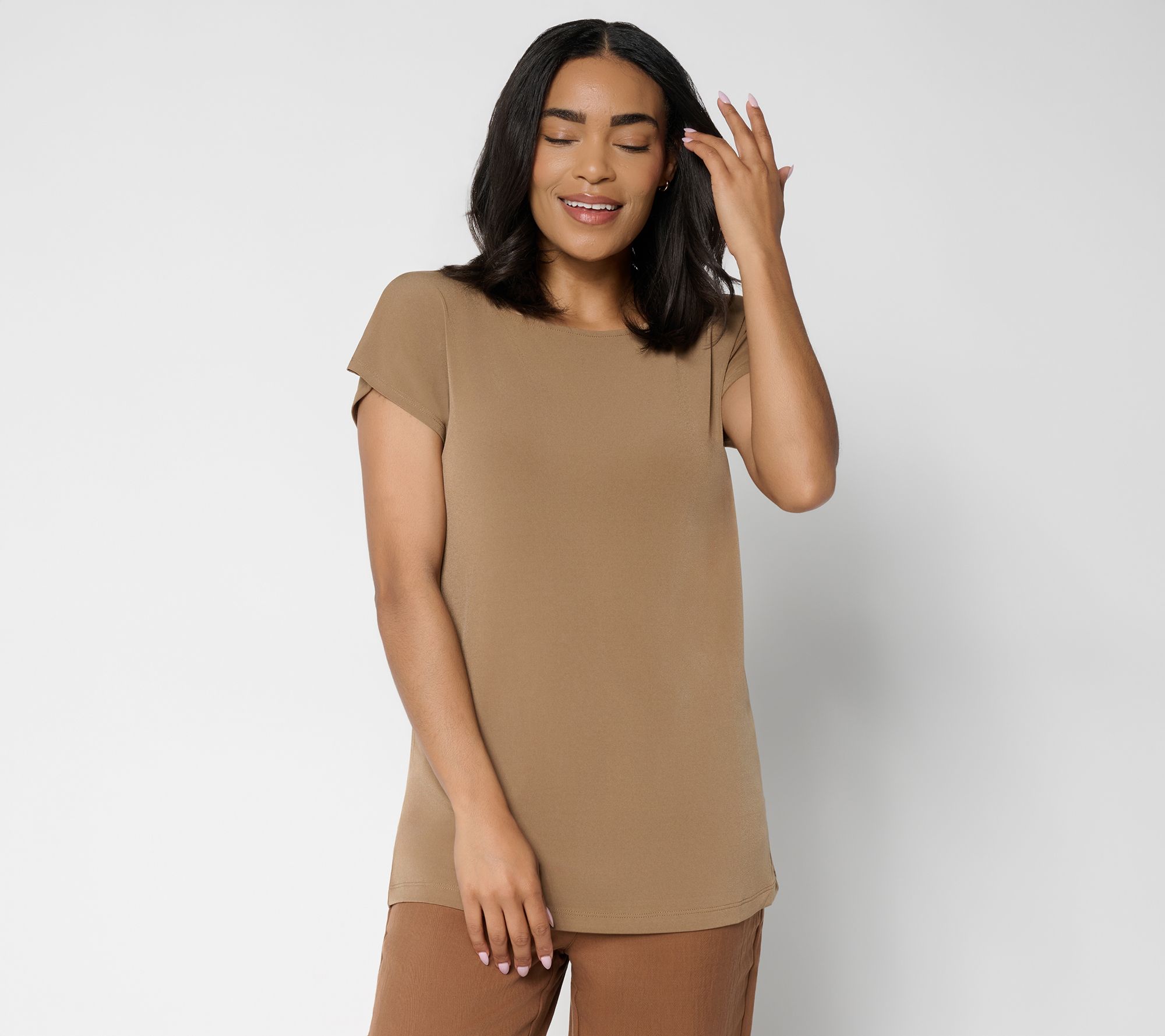 Susan Graver Petite Modern Essentials Liquid Knit Boatneck Tunic