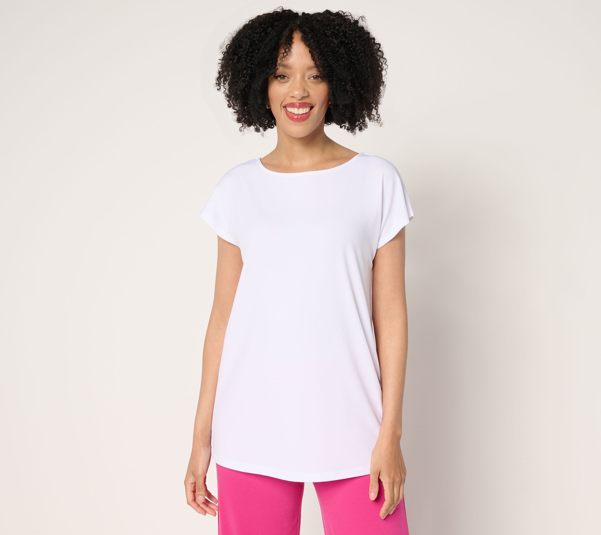 Susan Graver Petite Modern Essentials Liquid Knit Boatneck Tunic