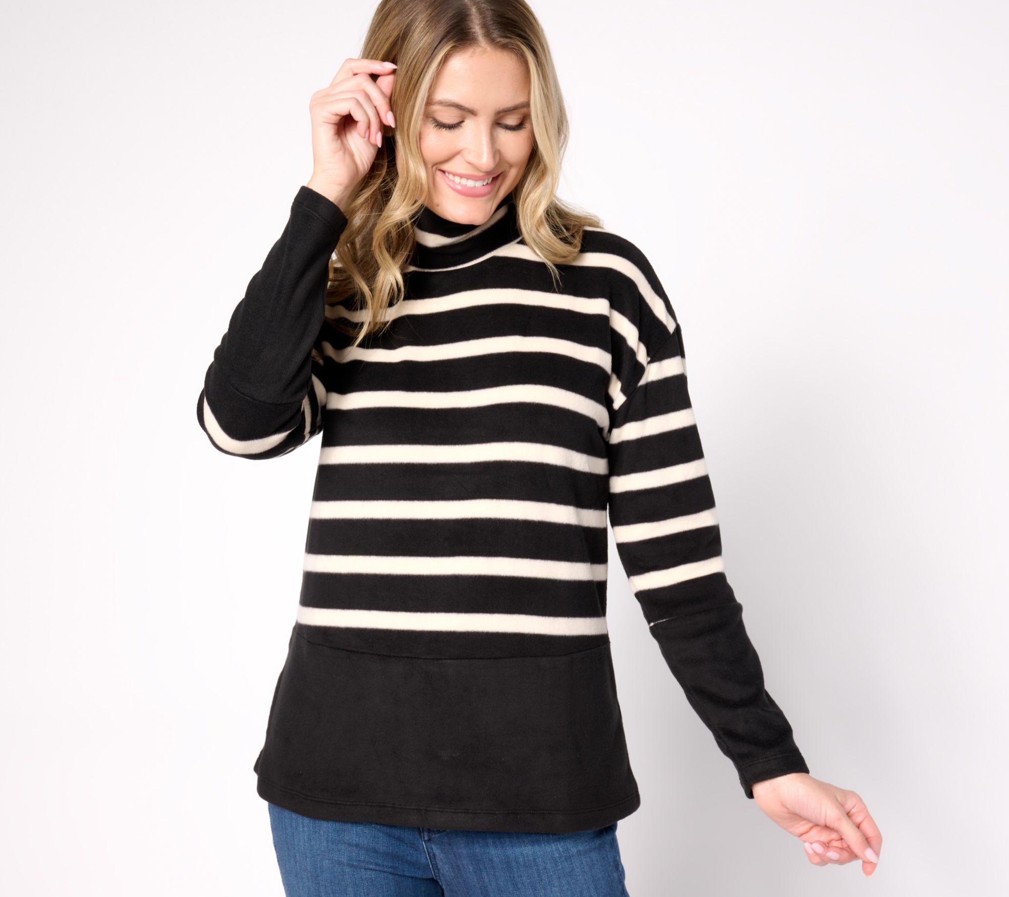 "As Is" Cuddl Duds Fleecewear with Stretch Turtle Neck Pullover