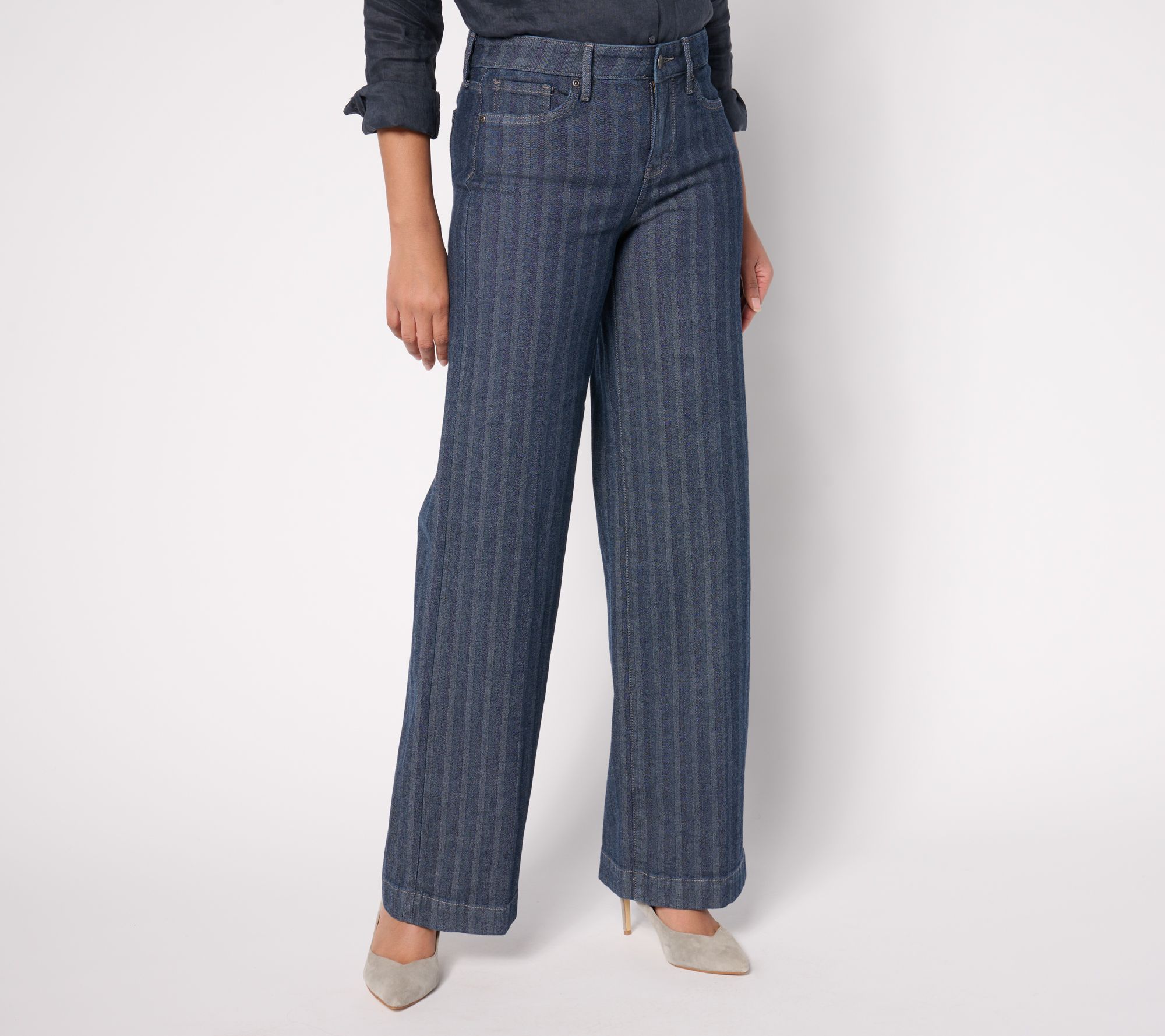 "As Is" NYDJ Teresa Wide Leg Jean- Twilight Stripe