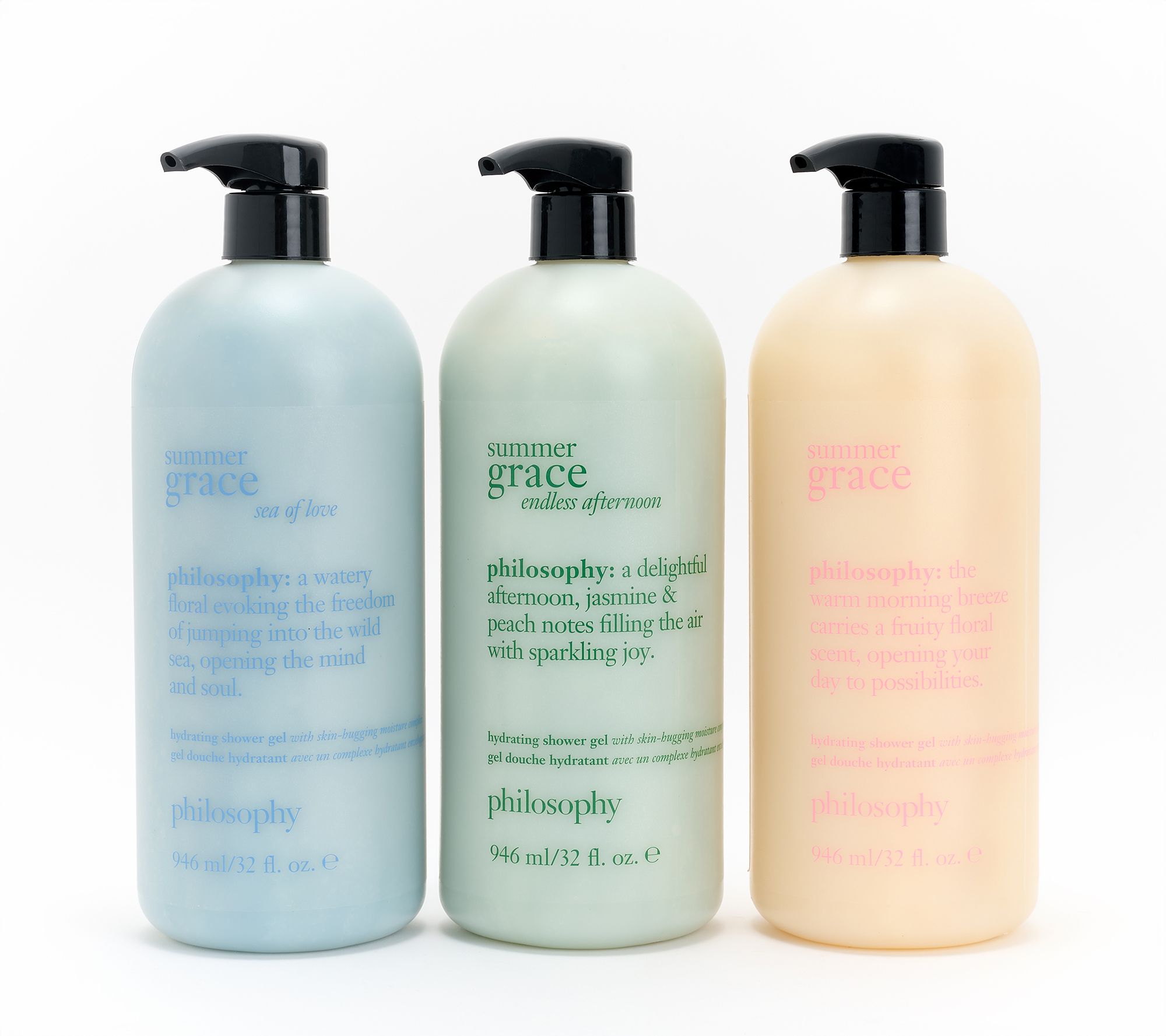 philosophy summer fine fragrance shower gel 32oz 3-piece set