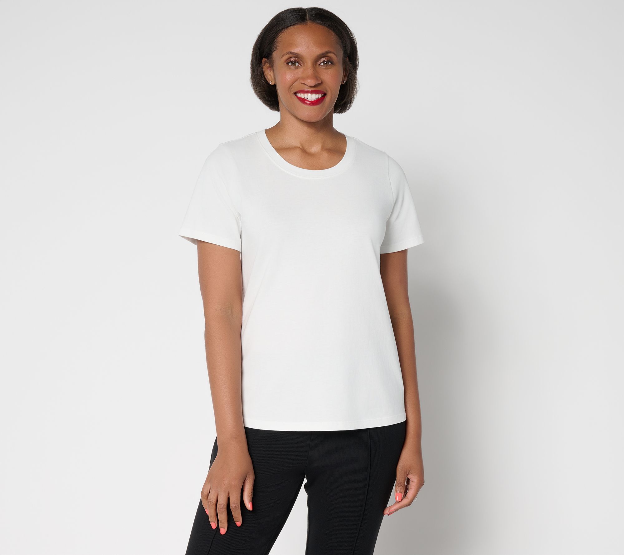LOGO by Lori Goldstein Short Sleeve 100% Cotton Everyday Tee