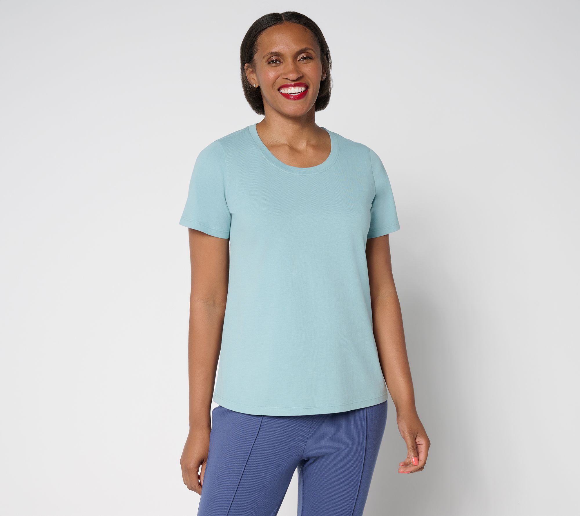 LOGO by Lori Goldstein Short Sleeve 100% Cotton Everyday Tee