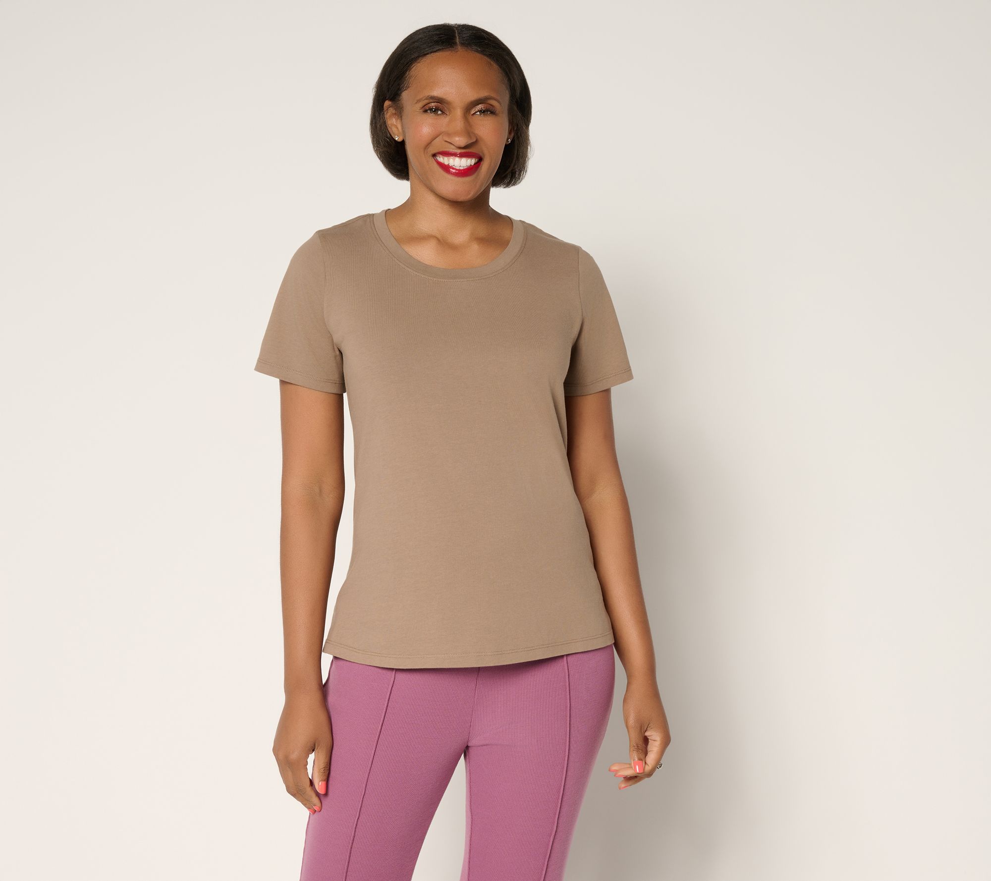 LOGO by Lori Goldstein Short Sleeve 100% Cotton Everyday Tee