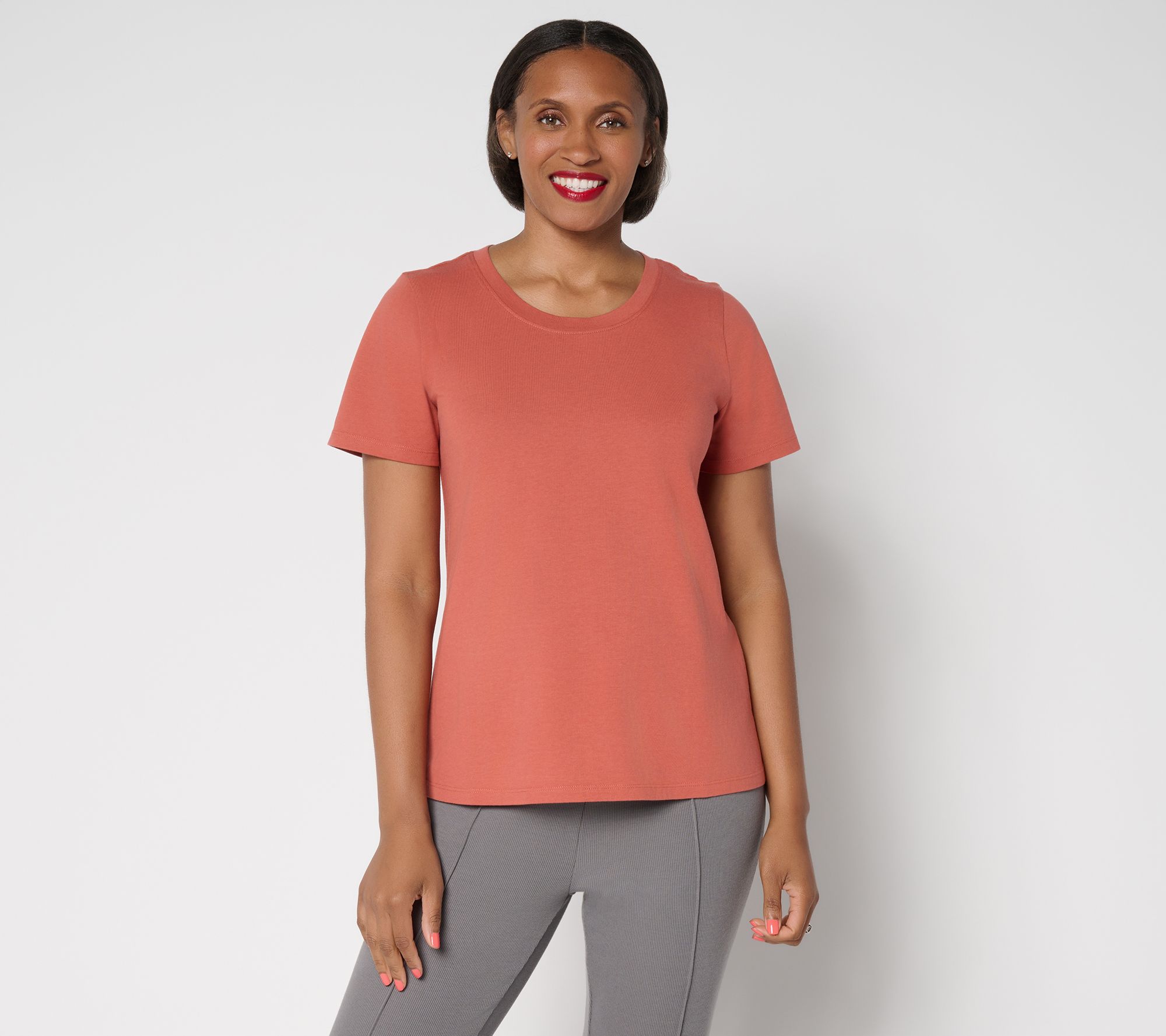 LOGO by Lori Goldstein Short Sleeve 100% Cotton Everyday Tee