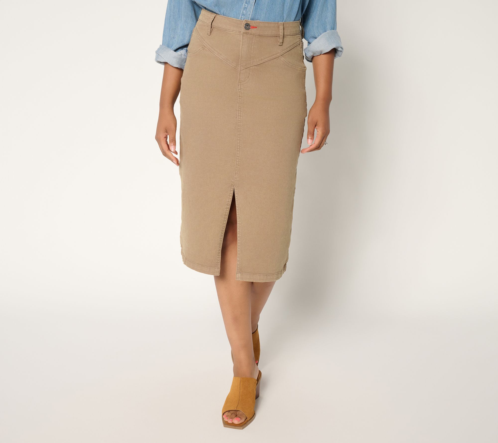 Peace Love World Regular V-Yoke Denim Midi Skirt