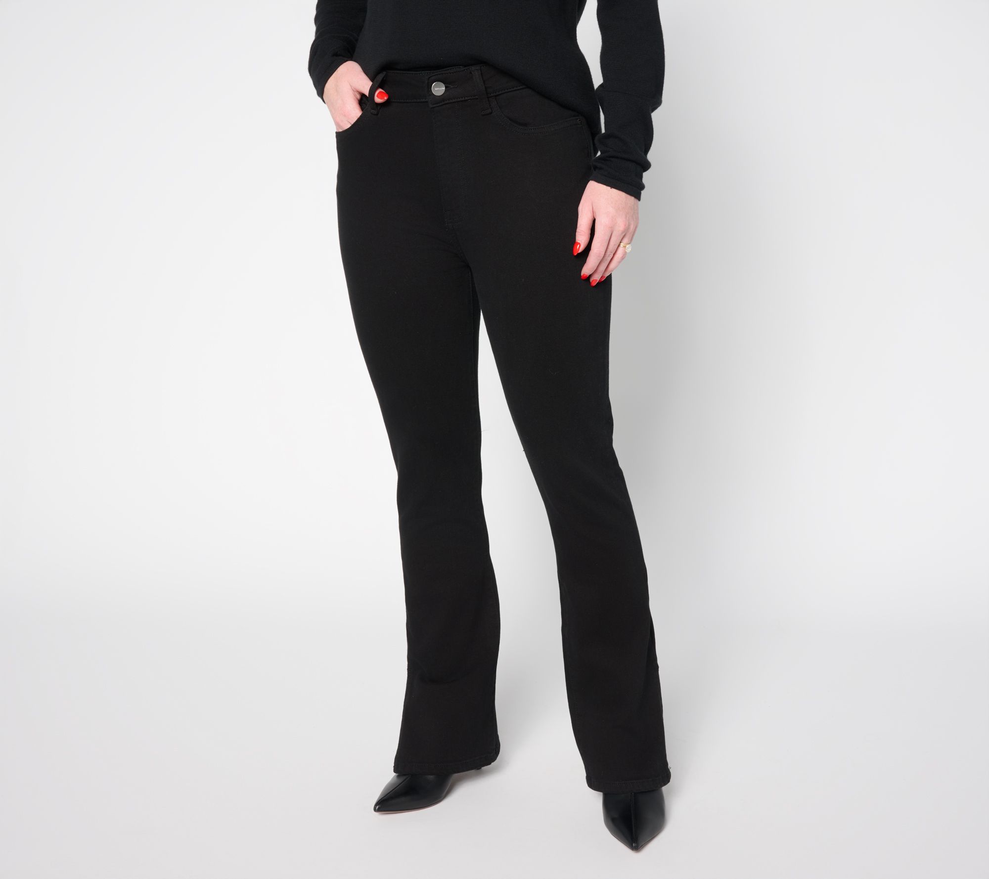 Warp & Weft AMA Jet-Set Stretch Slim Boot-Cut Jeans with Slit