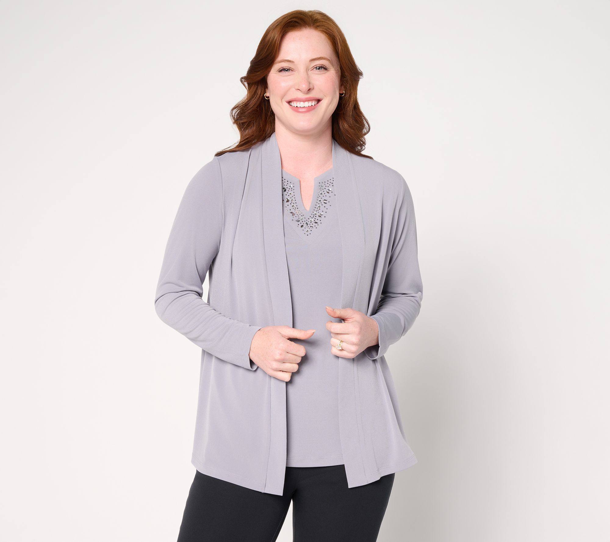 Susan Graver Artisan Liquid Knit Cardigan & Tank Set