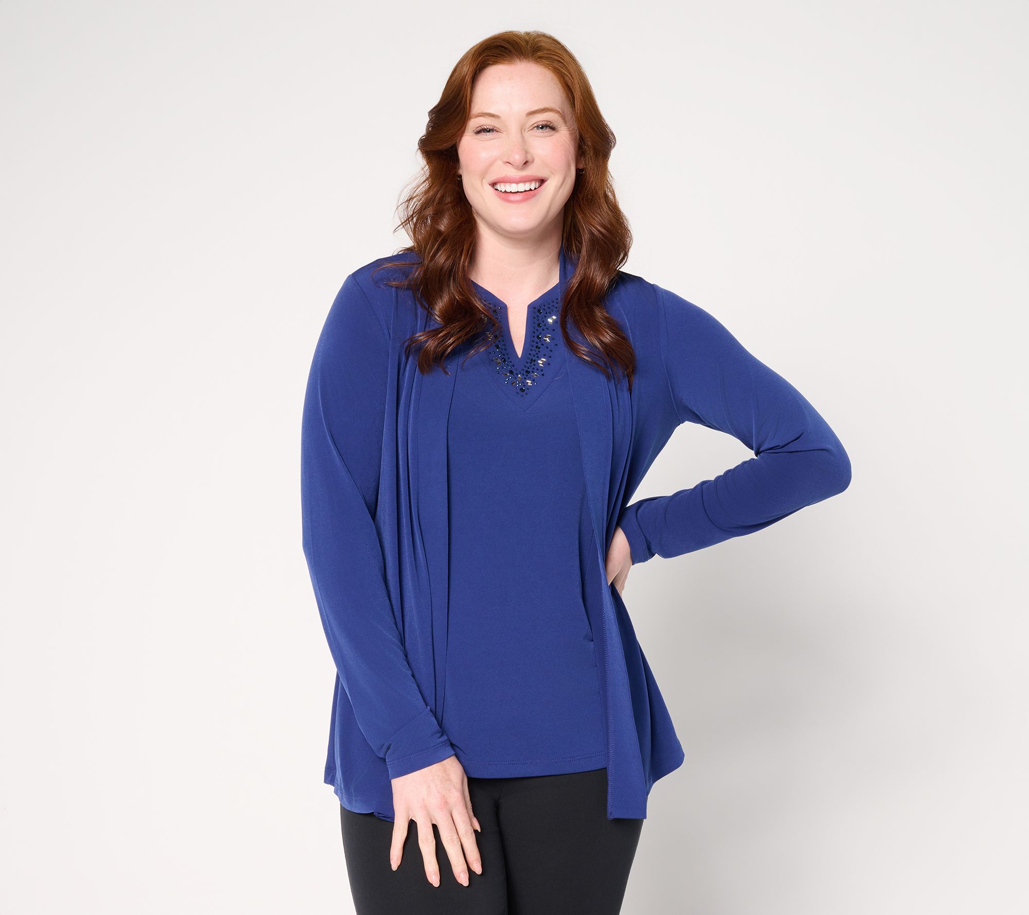 Susan Graver Artisan Liquid Knit Cardigan & Tank Set
