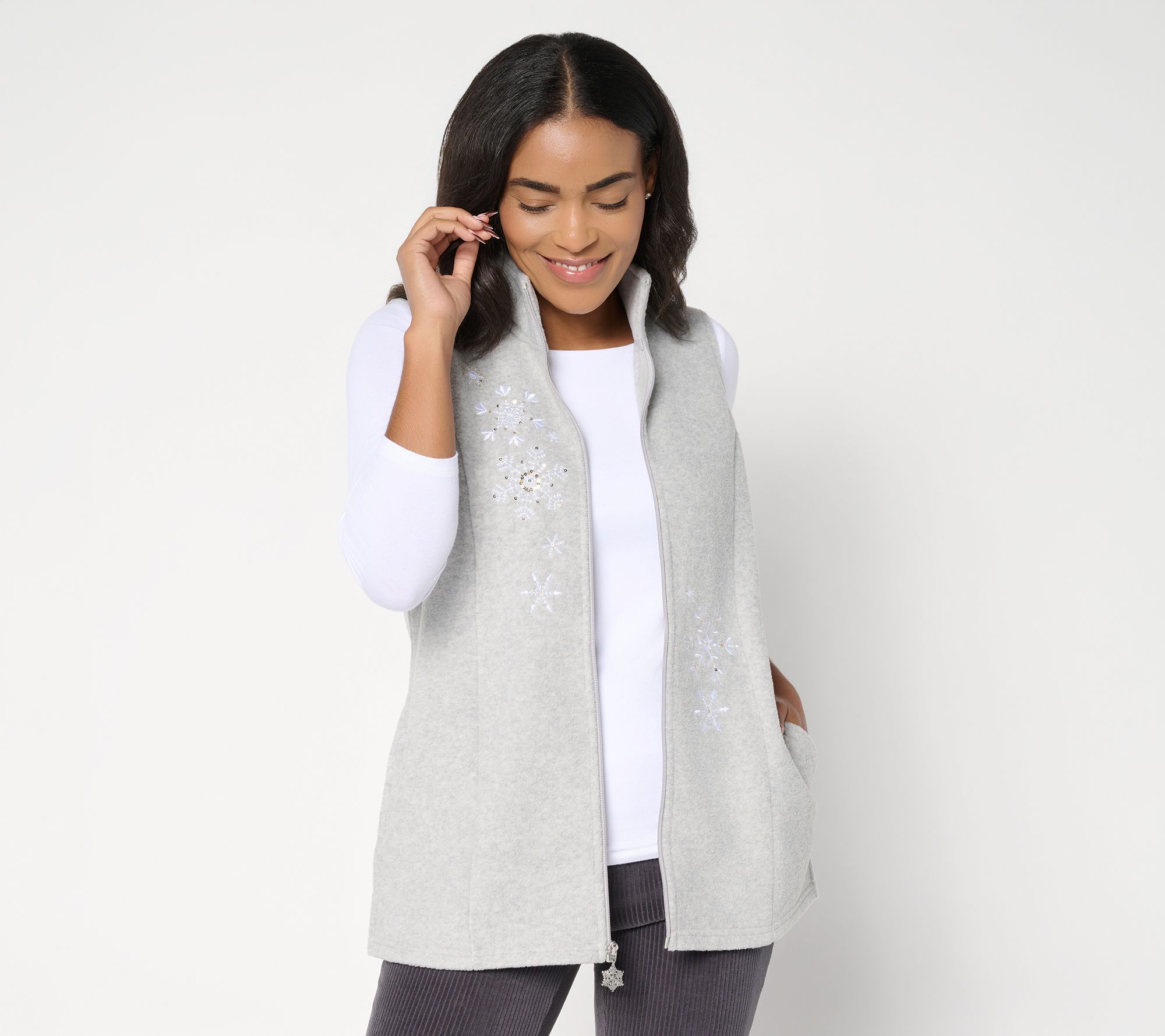 Quacker Factory Blizzard Fleece Zip-Up Vest