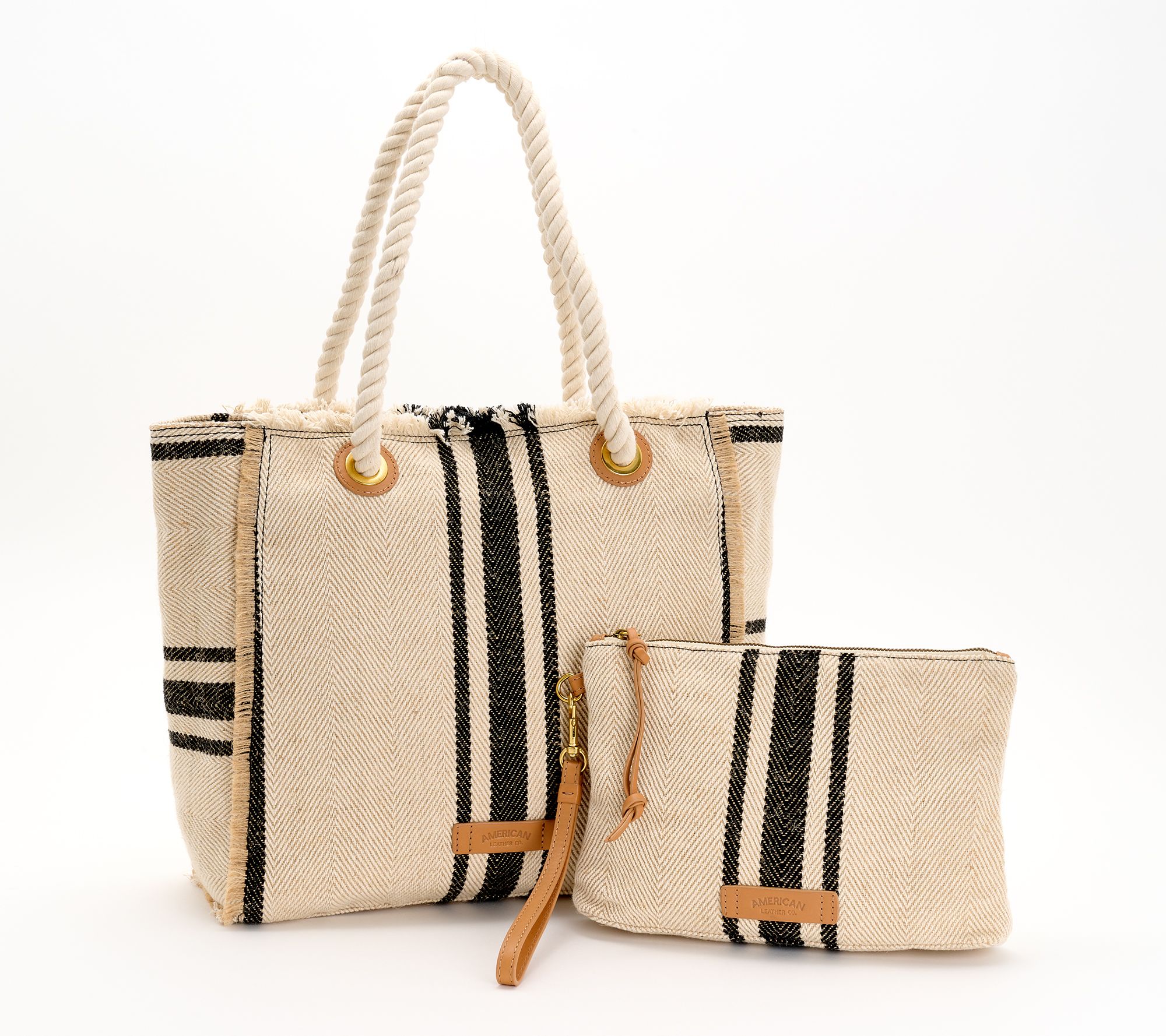 "As Is" American Leather Co. Haven Canvas Tote & Wristlet