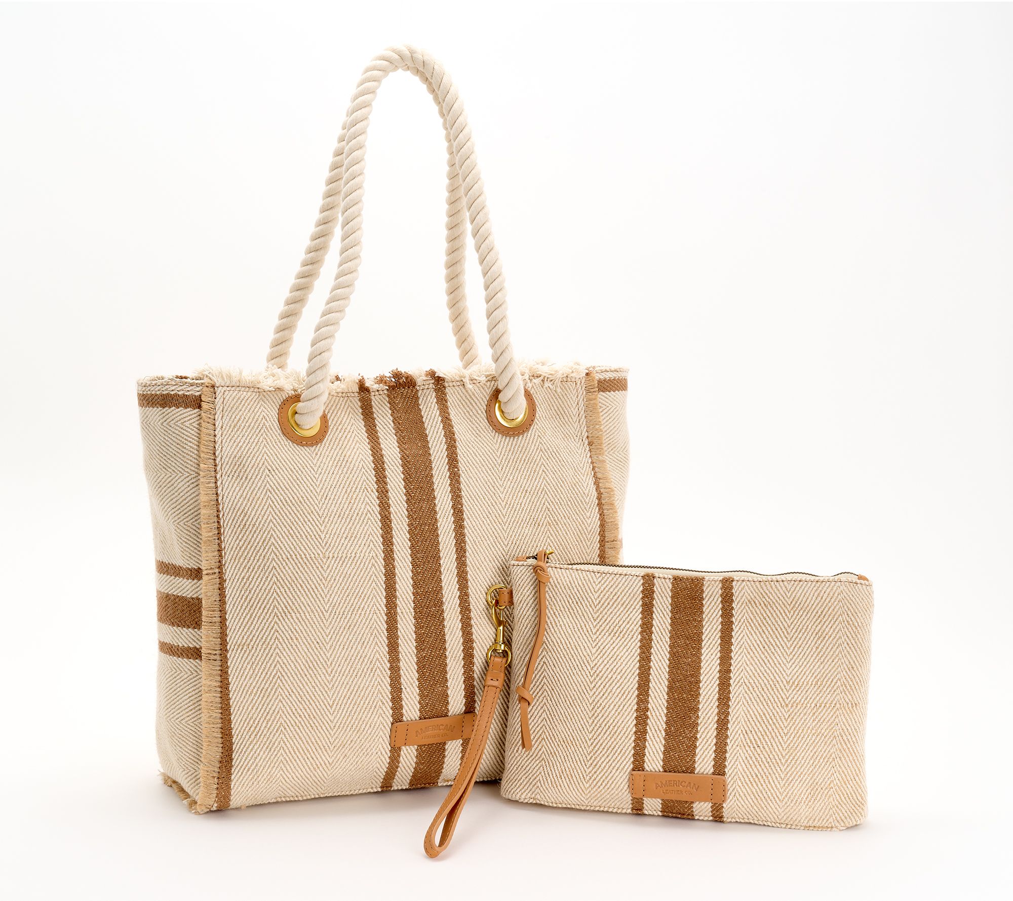 "As Is" American Leather Co. Haven Canvas Tote & Wristlet