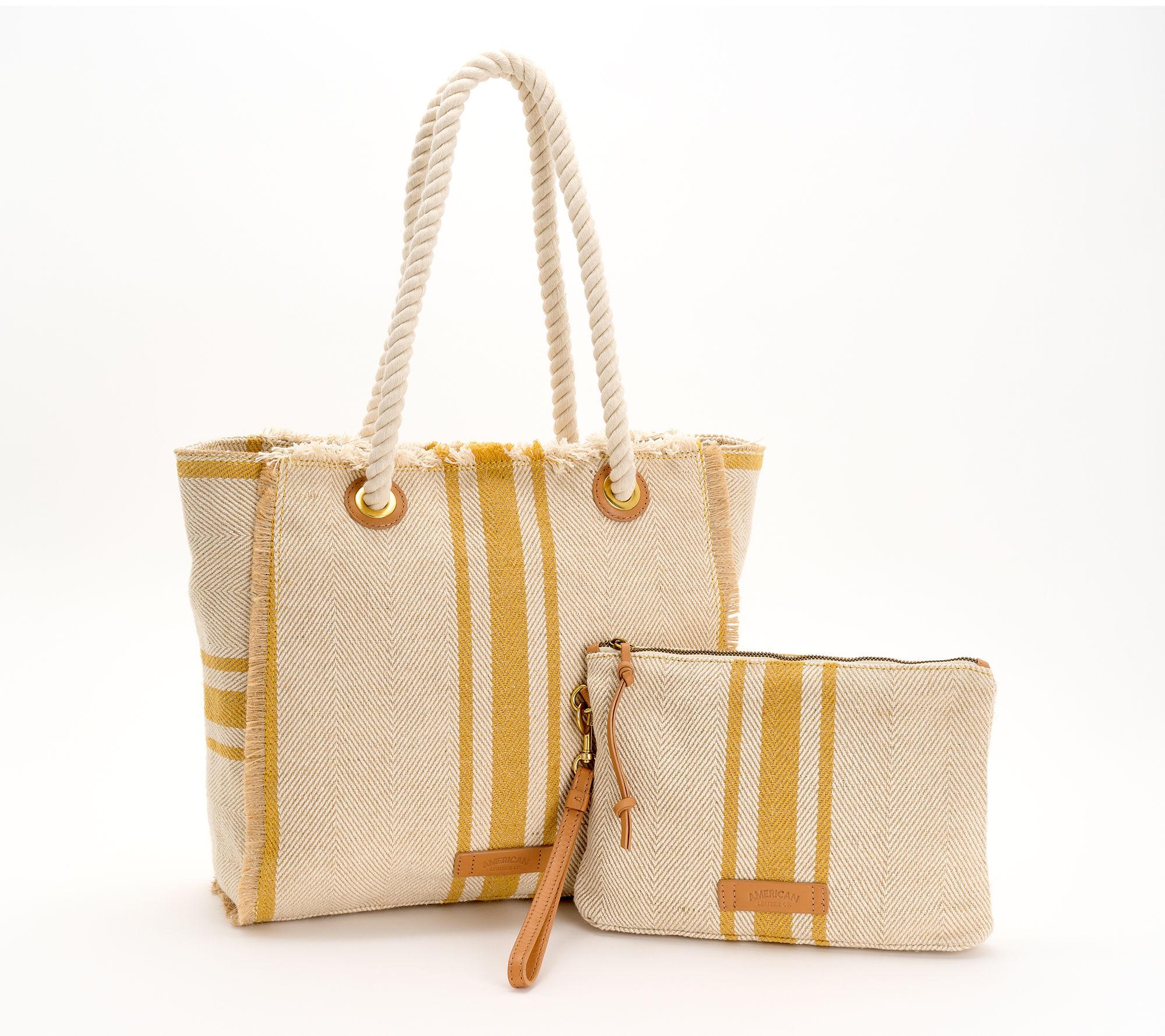 "As Is" American Leather Co. Haven Canvas Tote & Wristlet