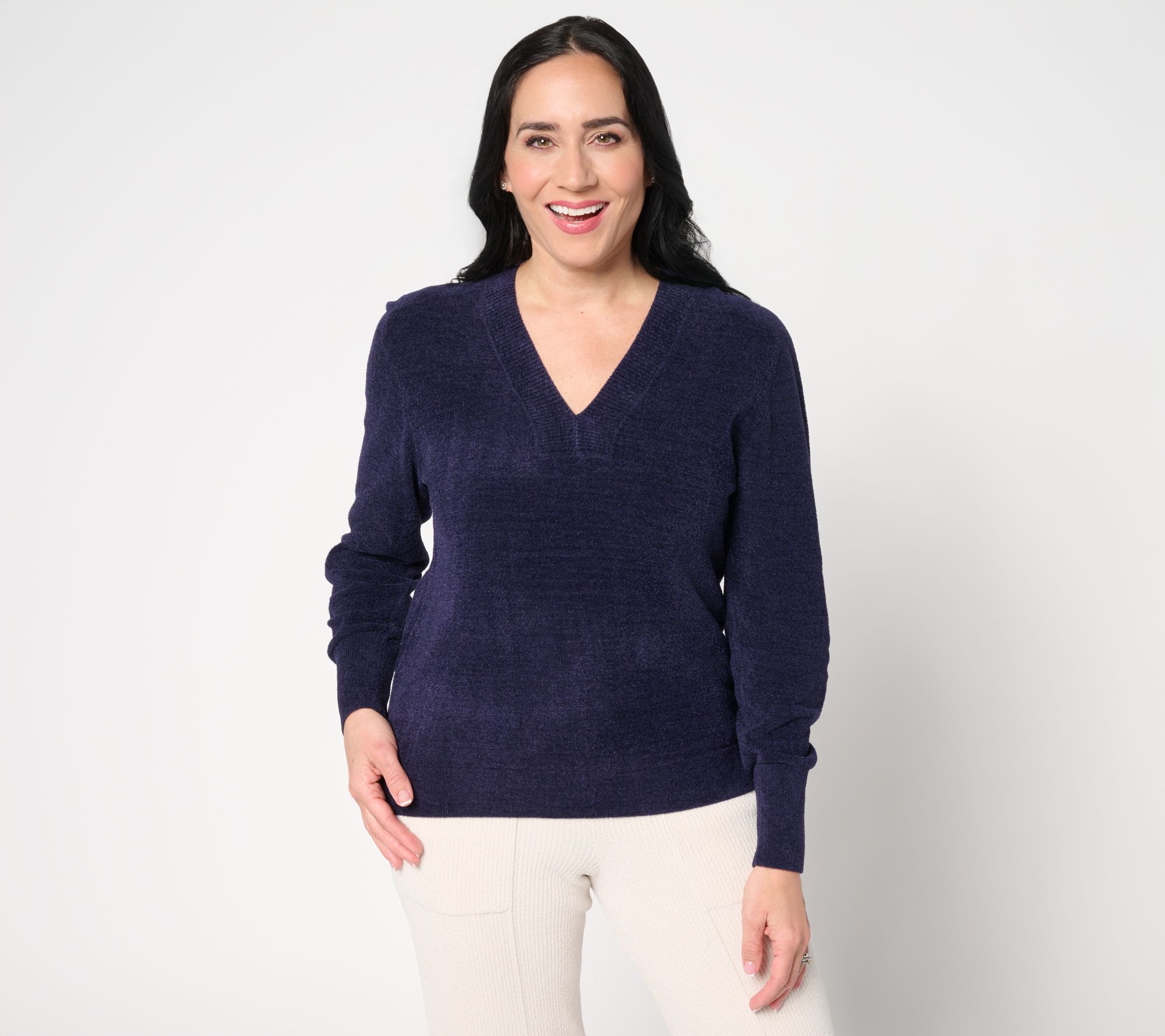 "As Is" Barefoot Dreams CozyChic Ultra Lite V-Neck Pullover