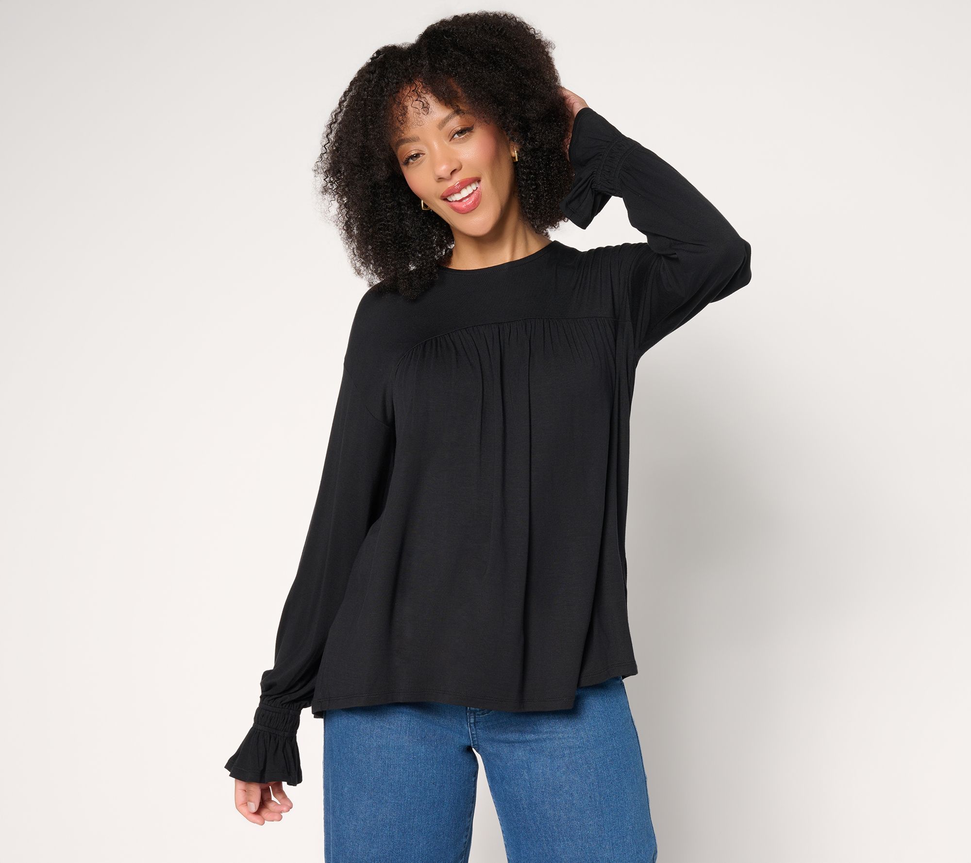 Me by Jennie Garth Buckingham Knit Blouse with Shirring