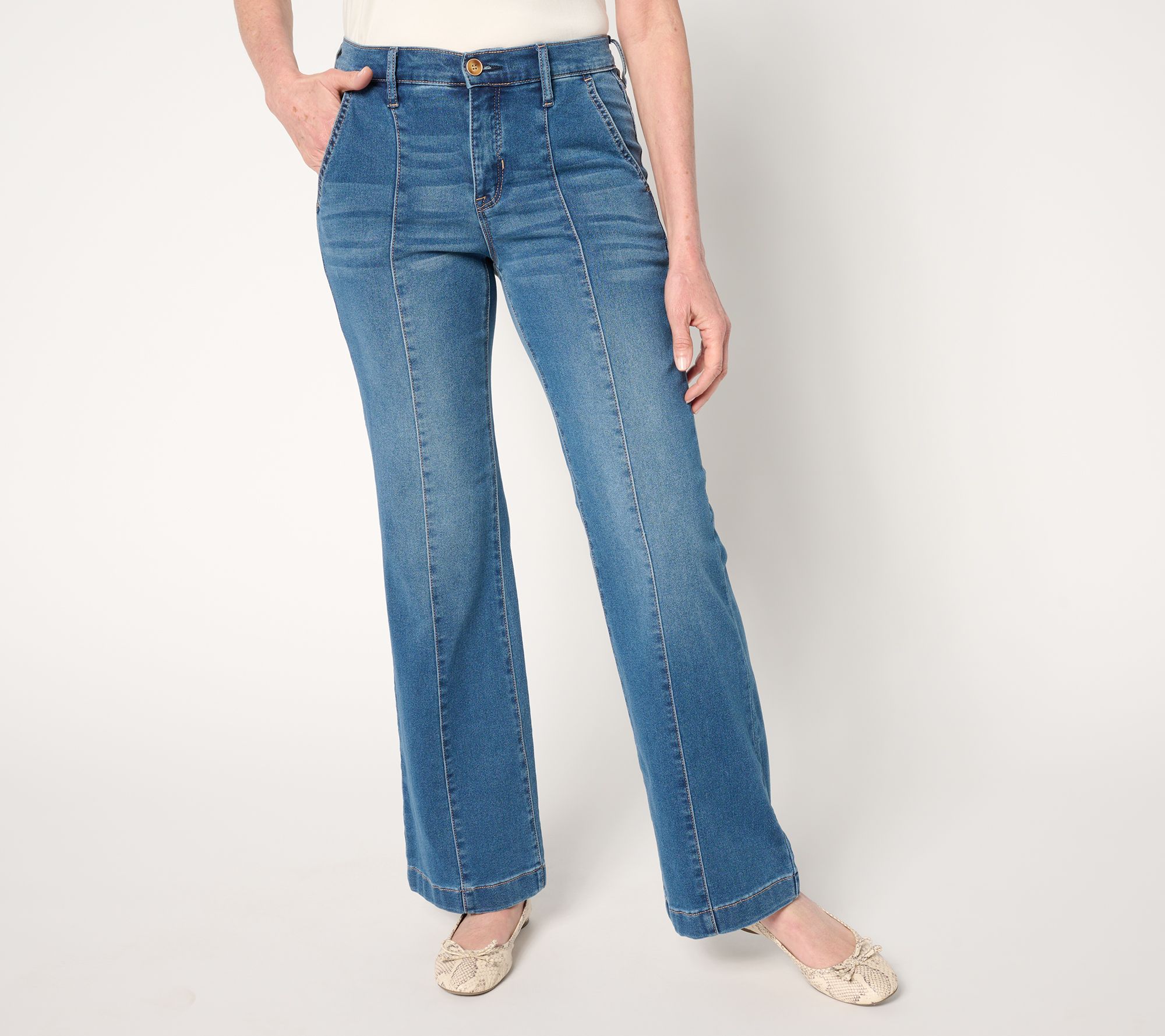 "As Is" nicole by Nicole Miller Petite Dream Denim Bootcut Jean