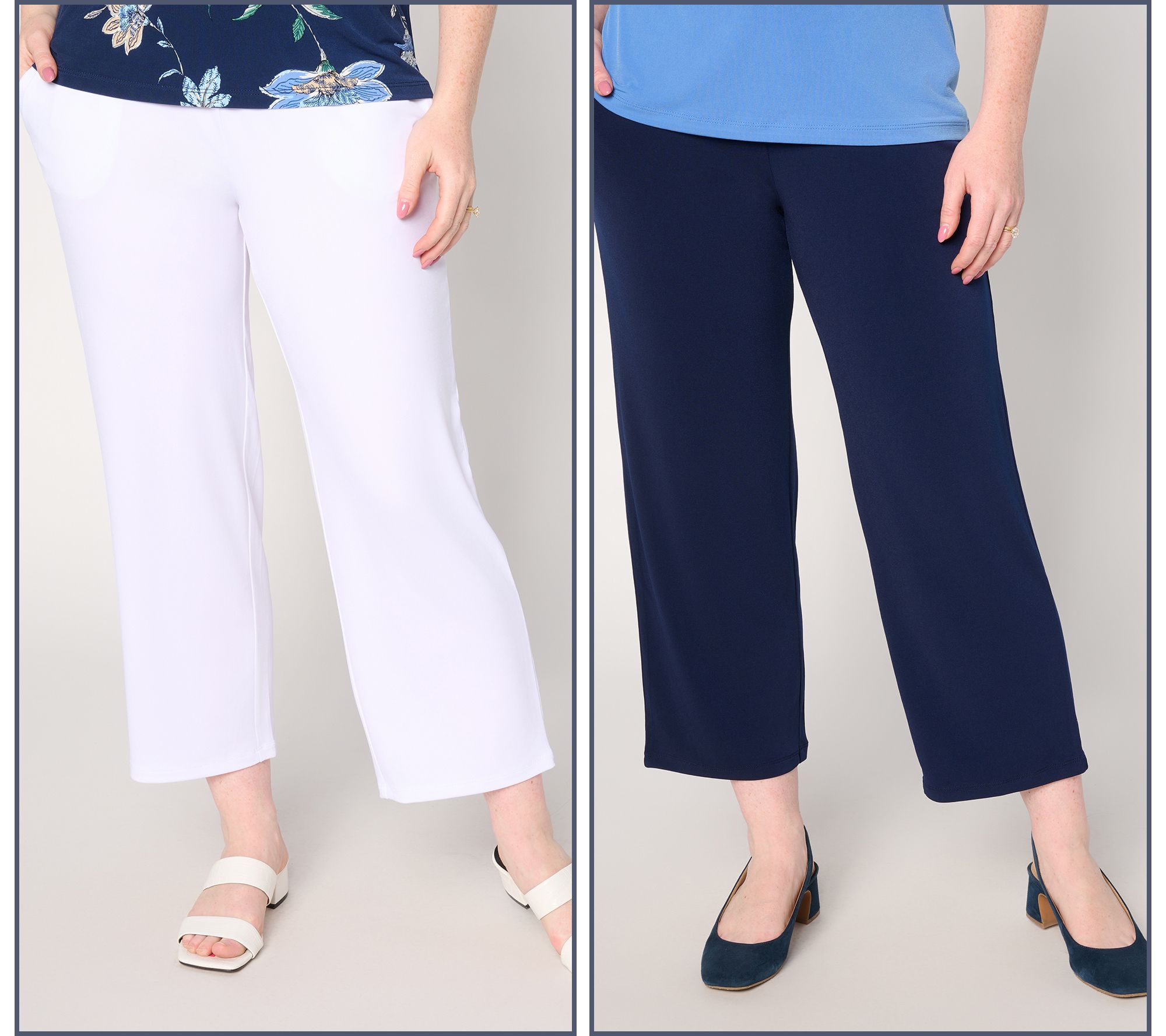 Susan Graver Essentials Regular Liquid Knit Set of 2 Crop Pants