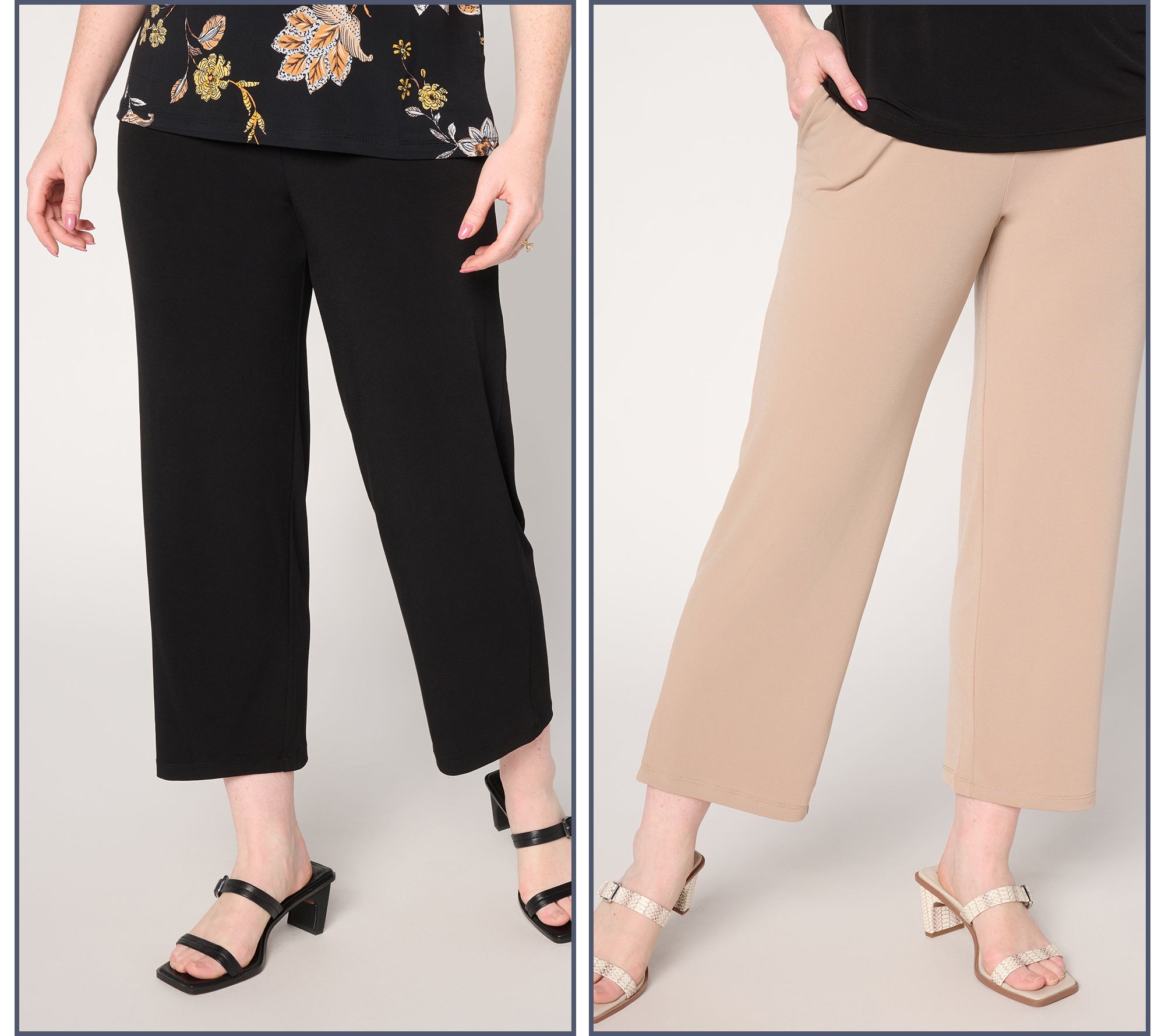 Susan Graver Essentials Regular Liquid Knit Set of 2 Crop Pants