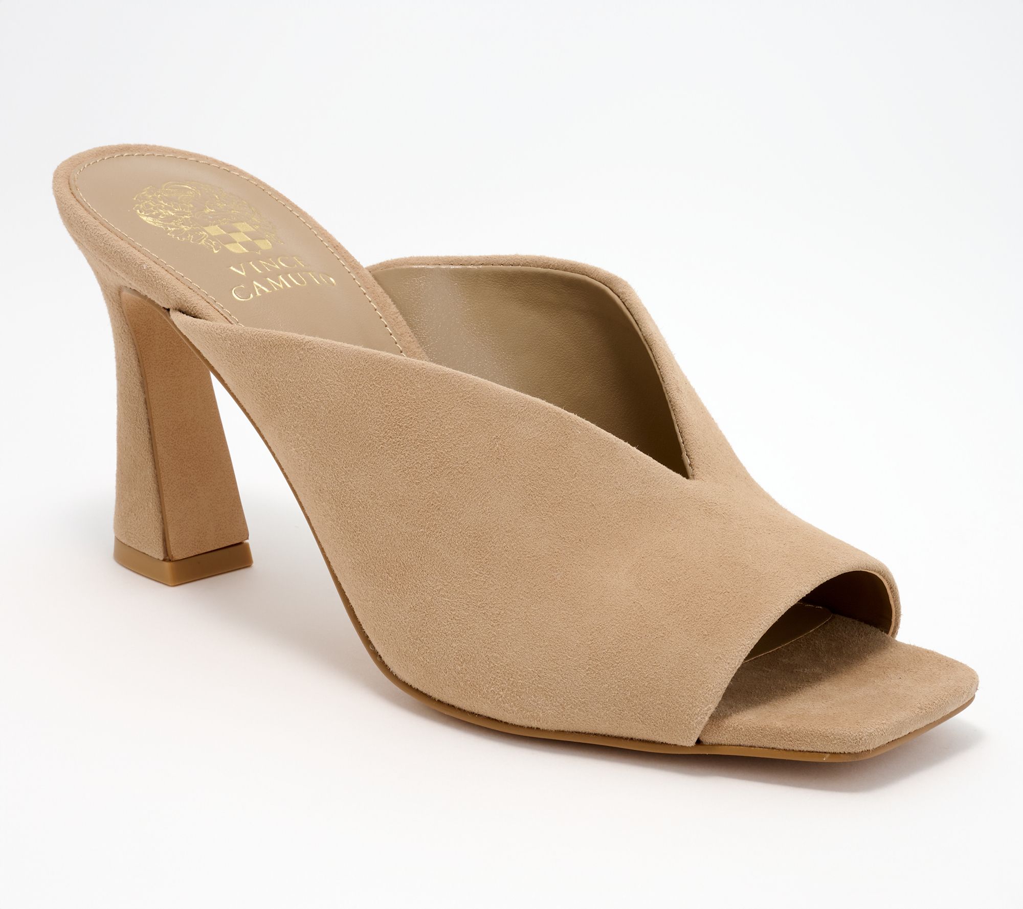  Vince Camuto Leather Peep Toe Mules - Galeni