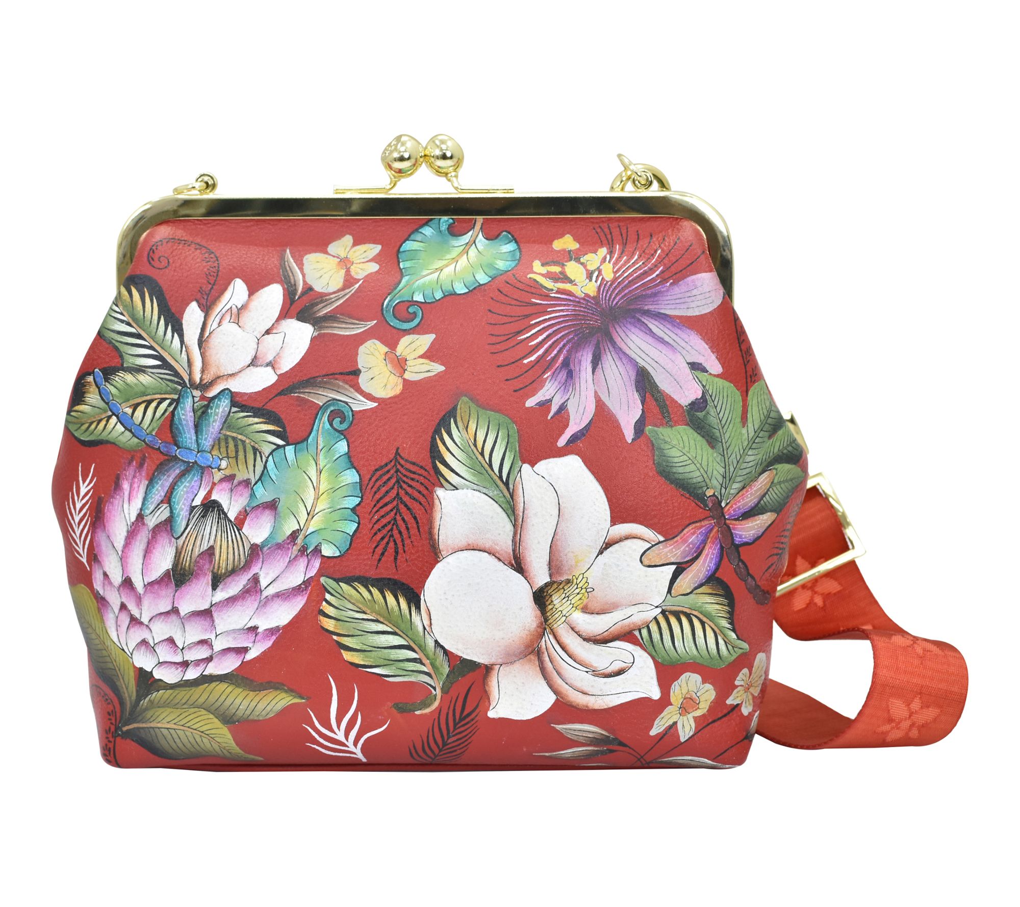 Anuschka Painted Leather Frame Crossbody
