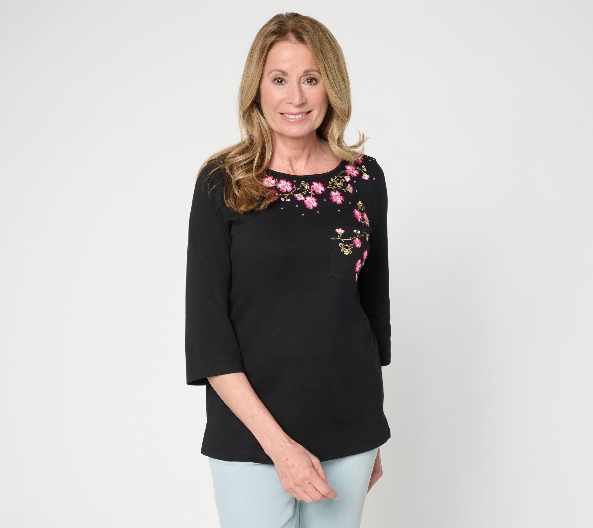 Quacker Factory Bee-utiful Cherry Blossoms 3/4 Sleeve