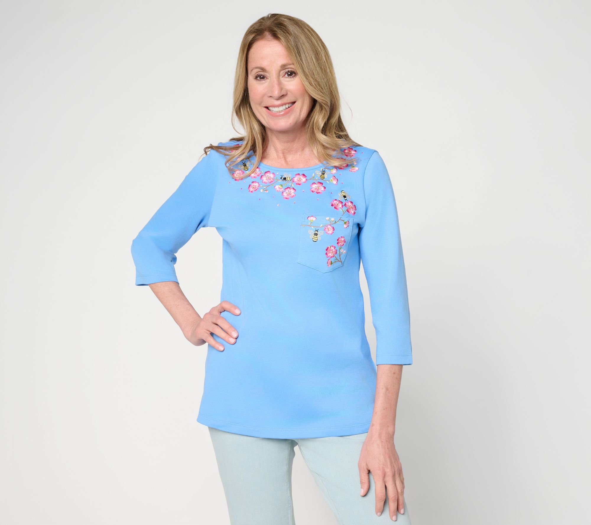 Quacker Factory Bee-utiful Cherry Blossoms 3/4 Sleeve