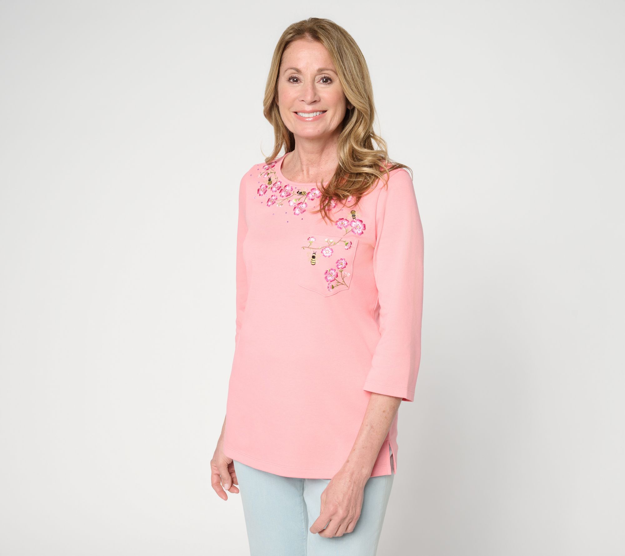 Quacker Factory Bee-utiful Cherry Blossoms 3/4 Sleeve